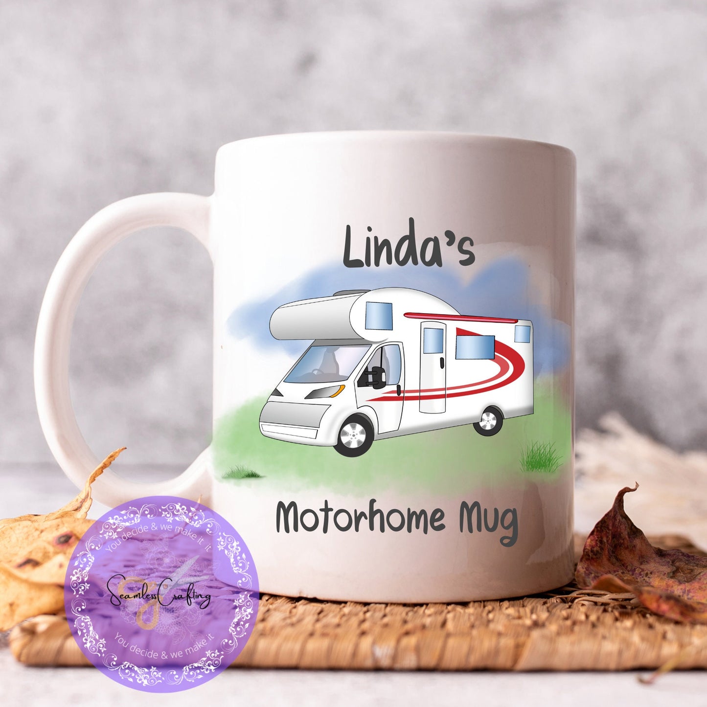 Personalised Motorhome mugs, add any text name, Campervan owners gifts, Ceramic camping cup, Outdoor lovers present, First RV gift
