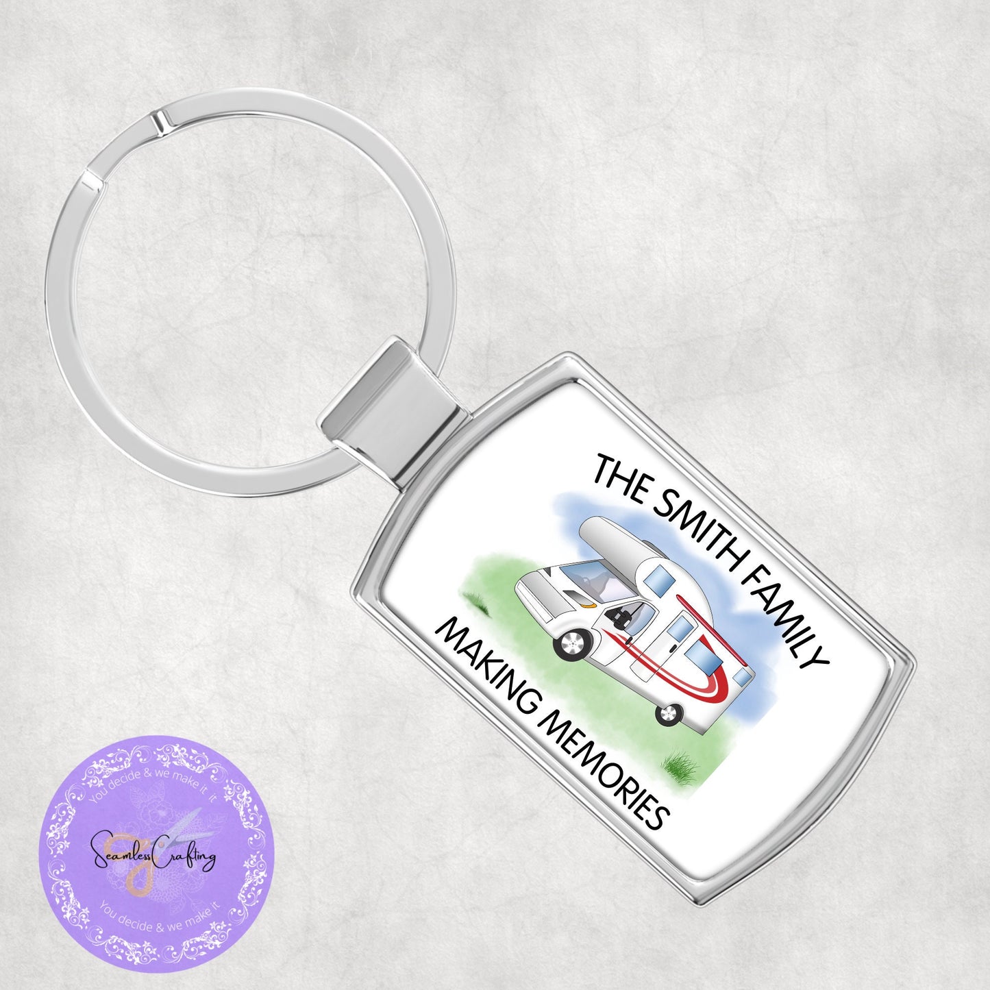 Personalised metal Motorhome keyring, Custom any text & names, keychain presents, New homeowner gifts, Outdoor lovers, First RV gift