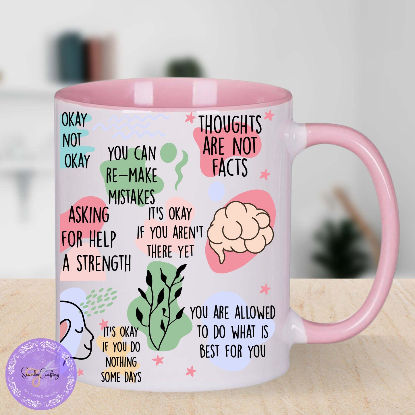 My Mental Health Matters Reminders Cup, Mental Health Awareness, Positive affirmation self-love beer can Cersmic mug, all about me
