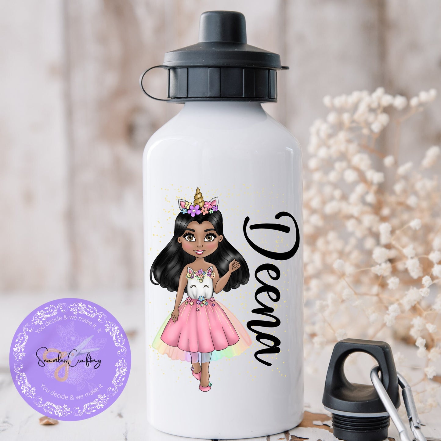 Personalised unicorn water bottle, Kids waterbottle, Nursery drinks bottle , Aluminium BPA Free bottle, Gift for birthday, Unicorn fan