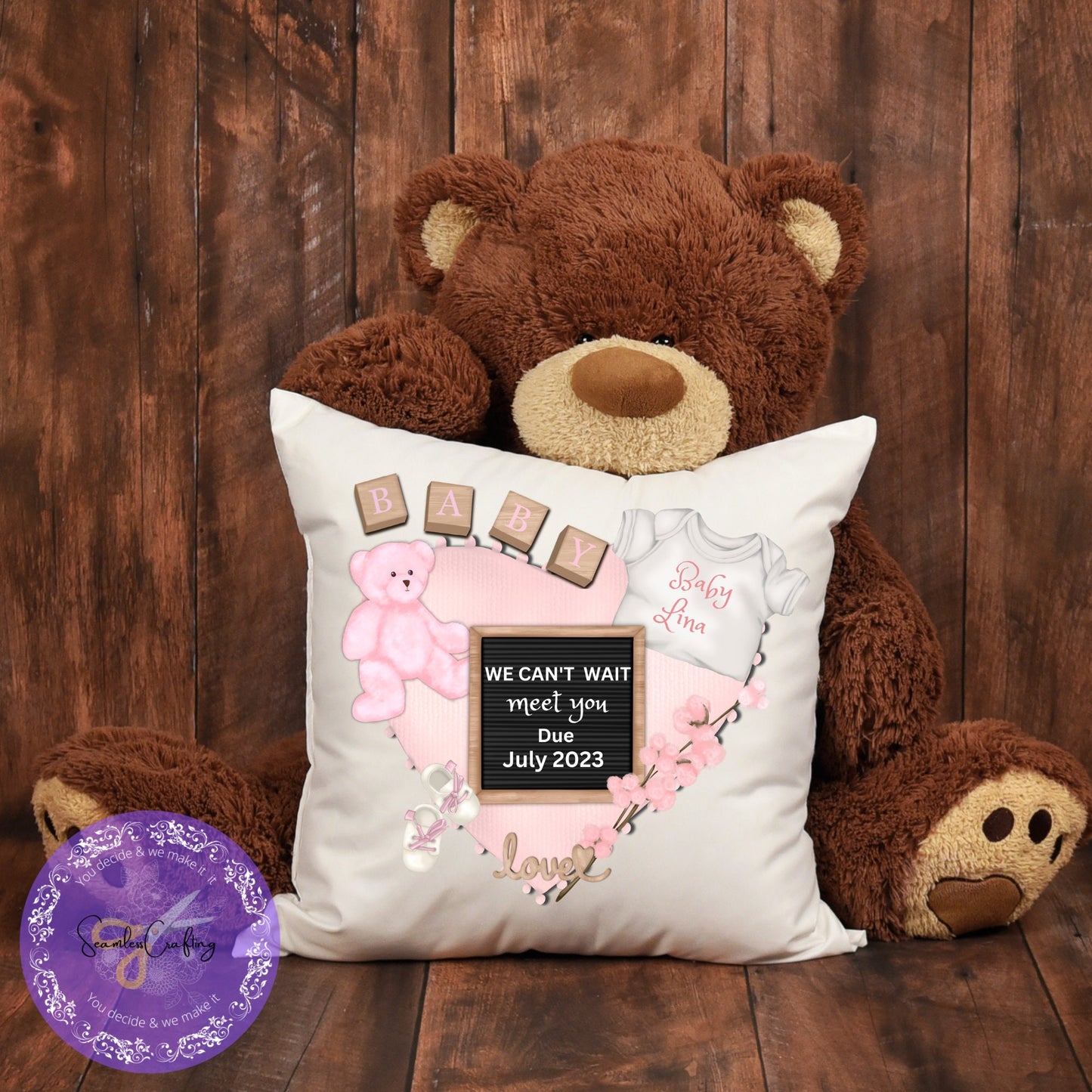 Personalised Pregnancy Announcement Baby Pillow Gift, Baby Shower Gift, New Baby Cushion Gift, Baby Keepsake, Newborn Gift, New Parents Gift