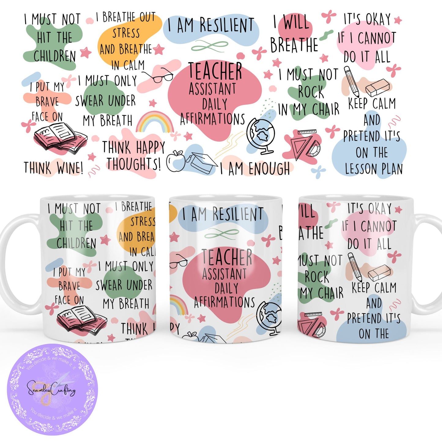 Personalised Funny Teacher Gift Mug, Novelty Humour Mug, Thank You Gift From Students, Daily Affirmation For Teachers, Gift From Coworker