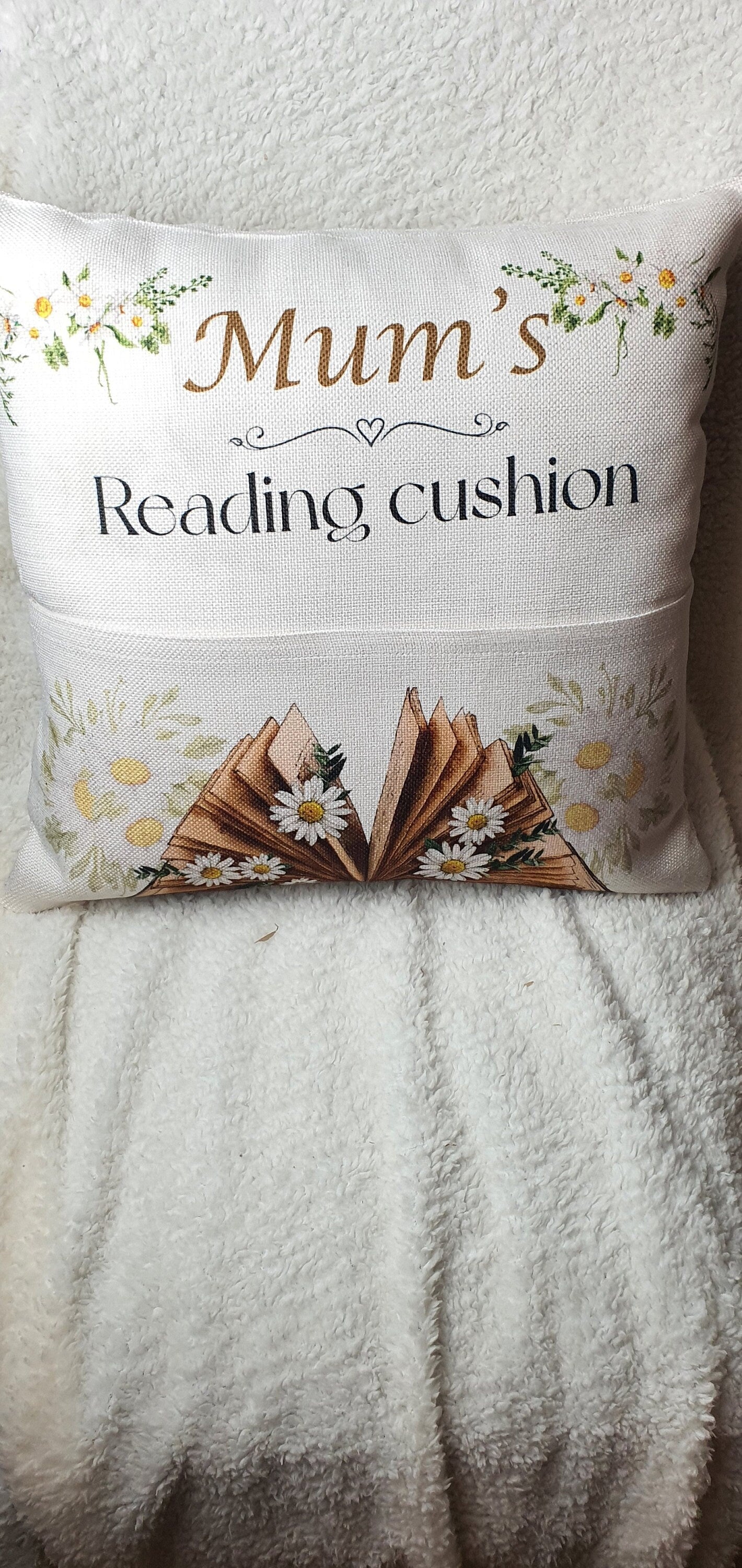 Personalised Pocket Reading Book Cushion, Sunflower book design gift, Booklover pillow Bedroom Decor, Unique Cushion Gift, Housewarming gift