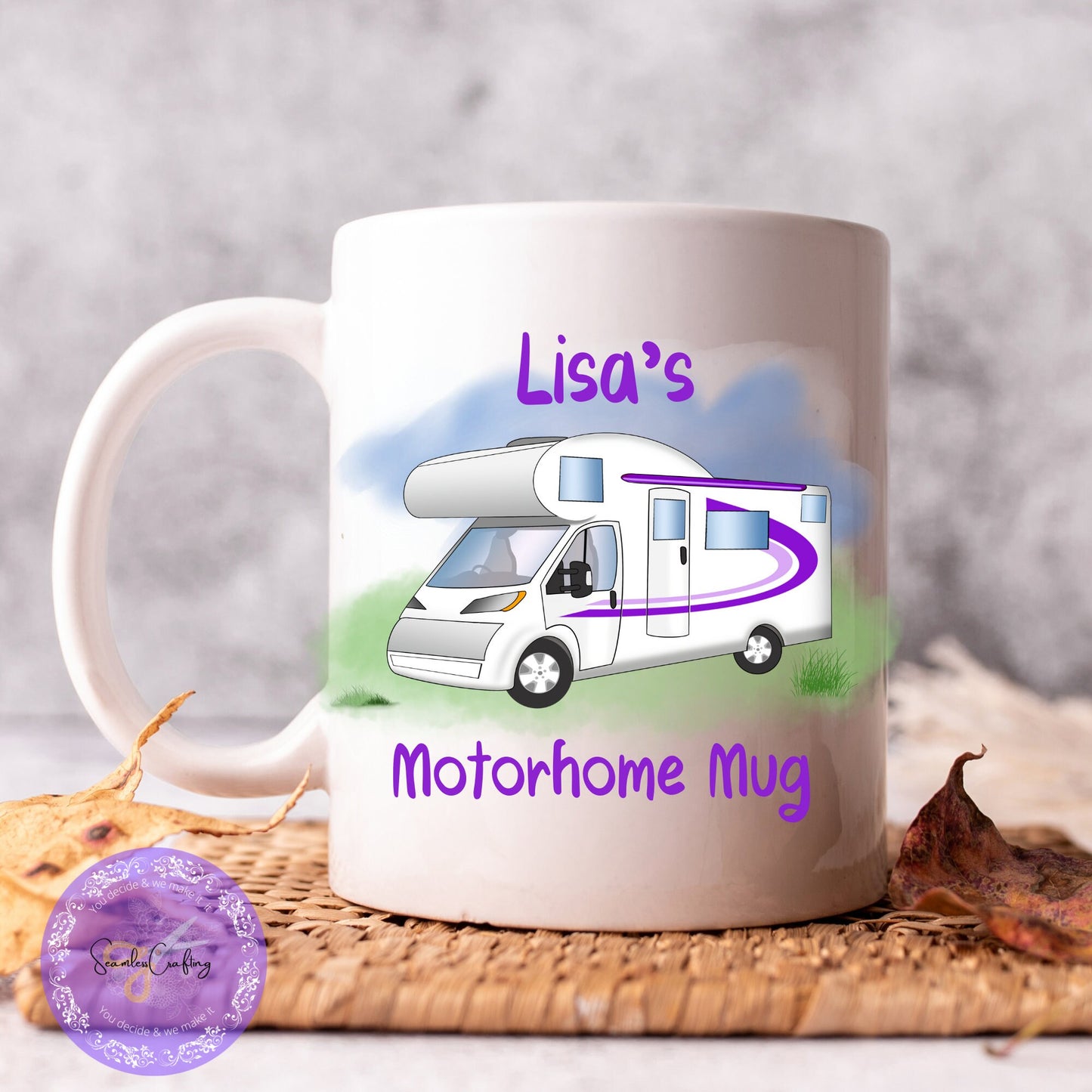 Personalised Motorhome mugs, add any text name, Campervan owners gifts, Ceramic camping cup, Outdoor lovers present, First RV gift