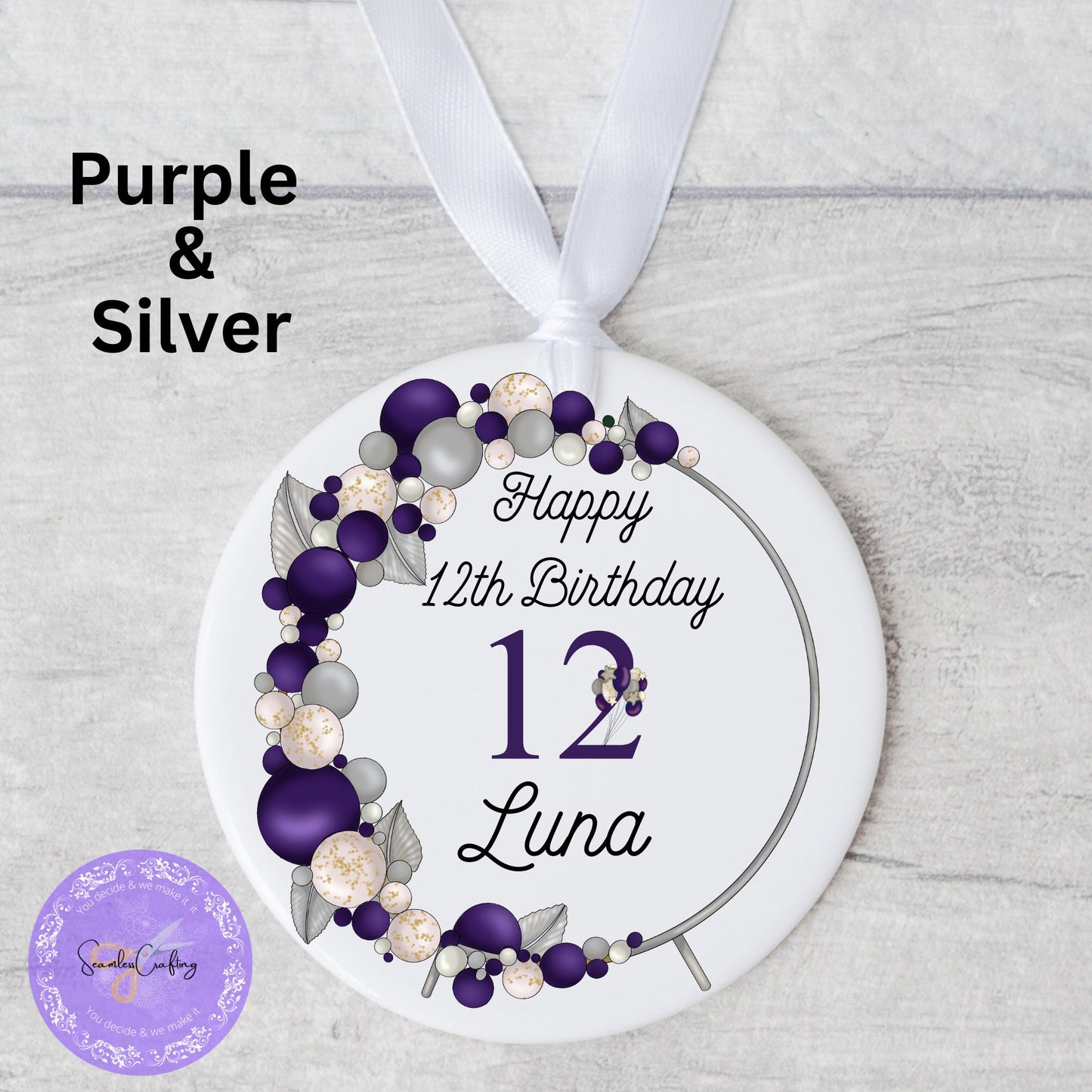 Personalised Ceramic Ornament Balloon Arch Birthday Gift, Custom any age ornament Balloon Arch, Memorable Keepsake Wedding, Birthday Gift
