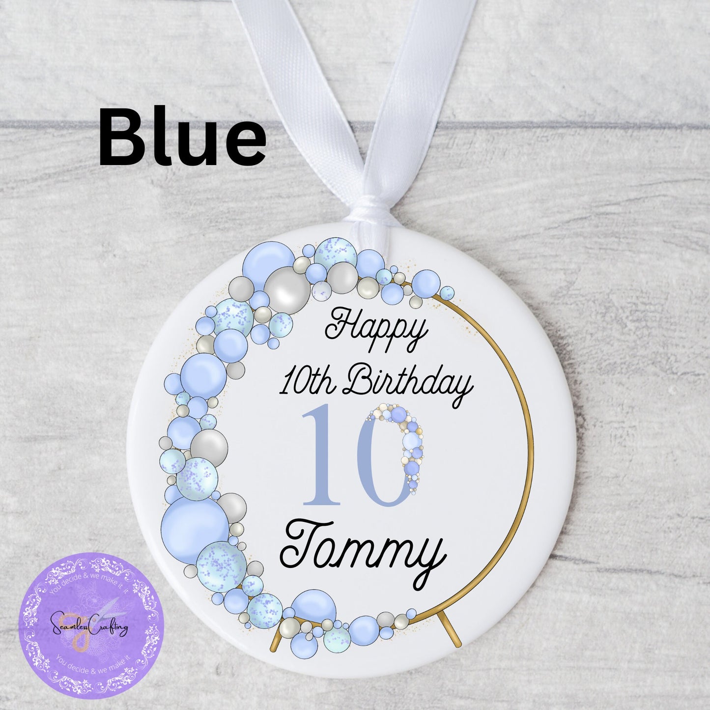 Personalised Ceramic Ornament Balloon Arch Birthday Gift, Custom any age ornament Balloon Arch, Memorable Keepsake Wedding, Birthday Gift