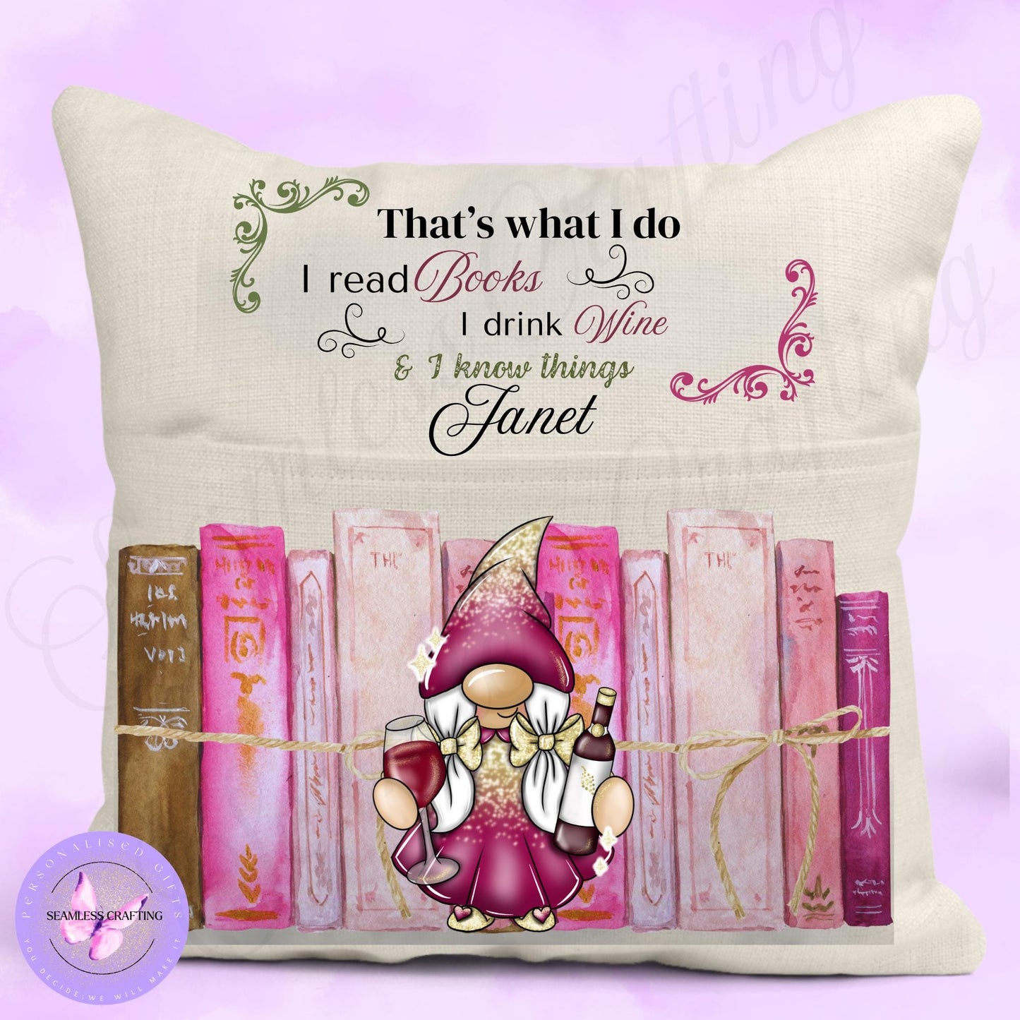 Personalised Pocket Reading Book Cushion for wine lovers, That's what I do cushion gifts, reading pillow, Bedroom Decor, Unique Cushion