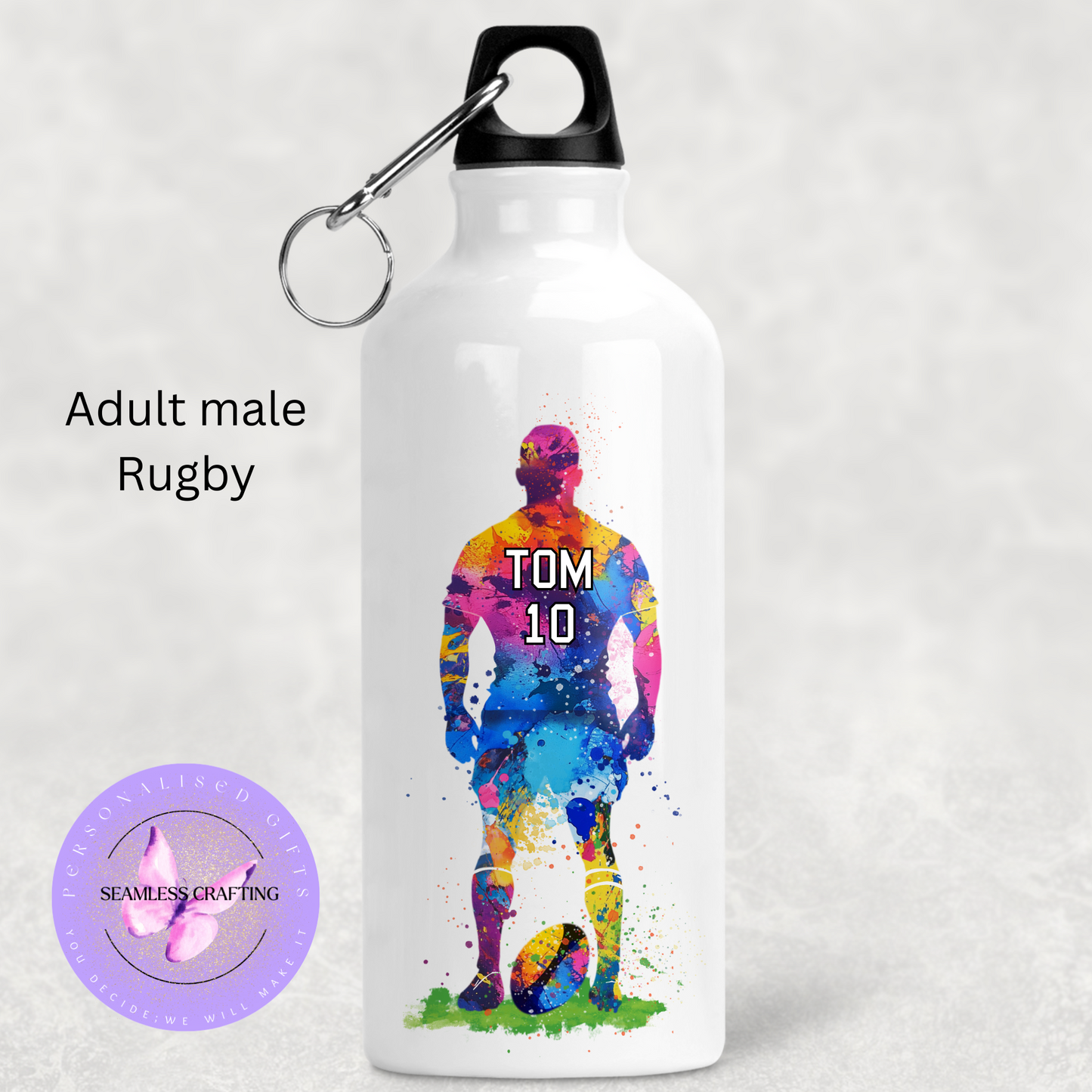 Personalised 400ml Sports Water Bottle – Watercolour Design | Custom Martial Arts, Dance, Football, Rugby, Horse Riding & More | Small UK Business