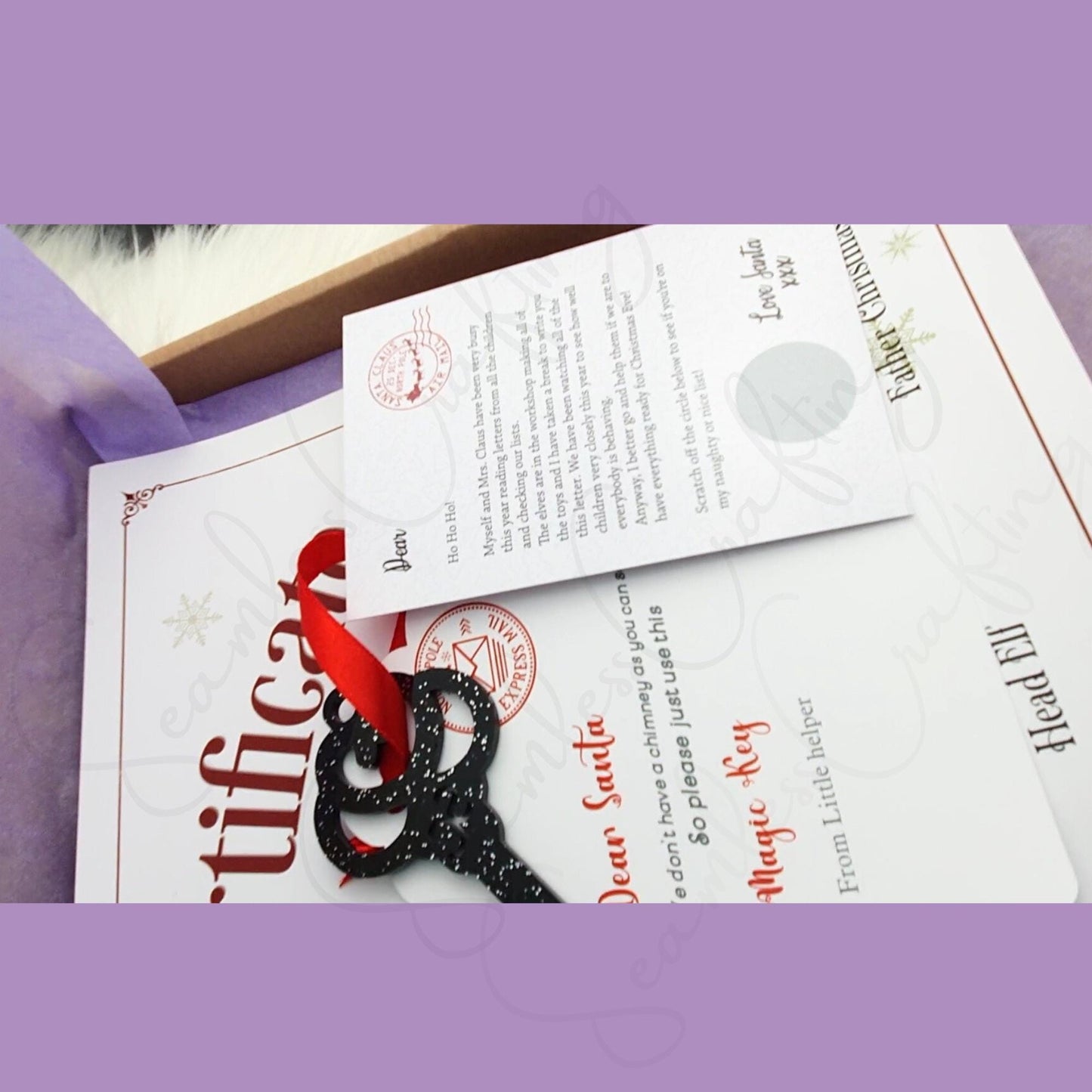 Personalised Santa nice list certificates, Scratch & reveal card letter from Father Christmas, Sant Key, Santa Shipping label QR code Bundle