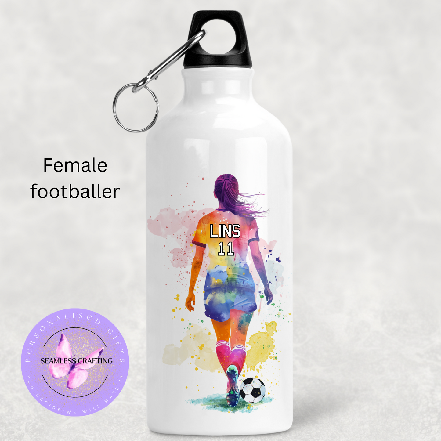 Personalised 400ml Sports Water Bottle – Watercolour Design | Custom Martial Arts, Dance, Football, Rugby, Horse Riding & More | Small UK Business
