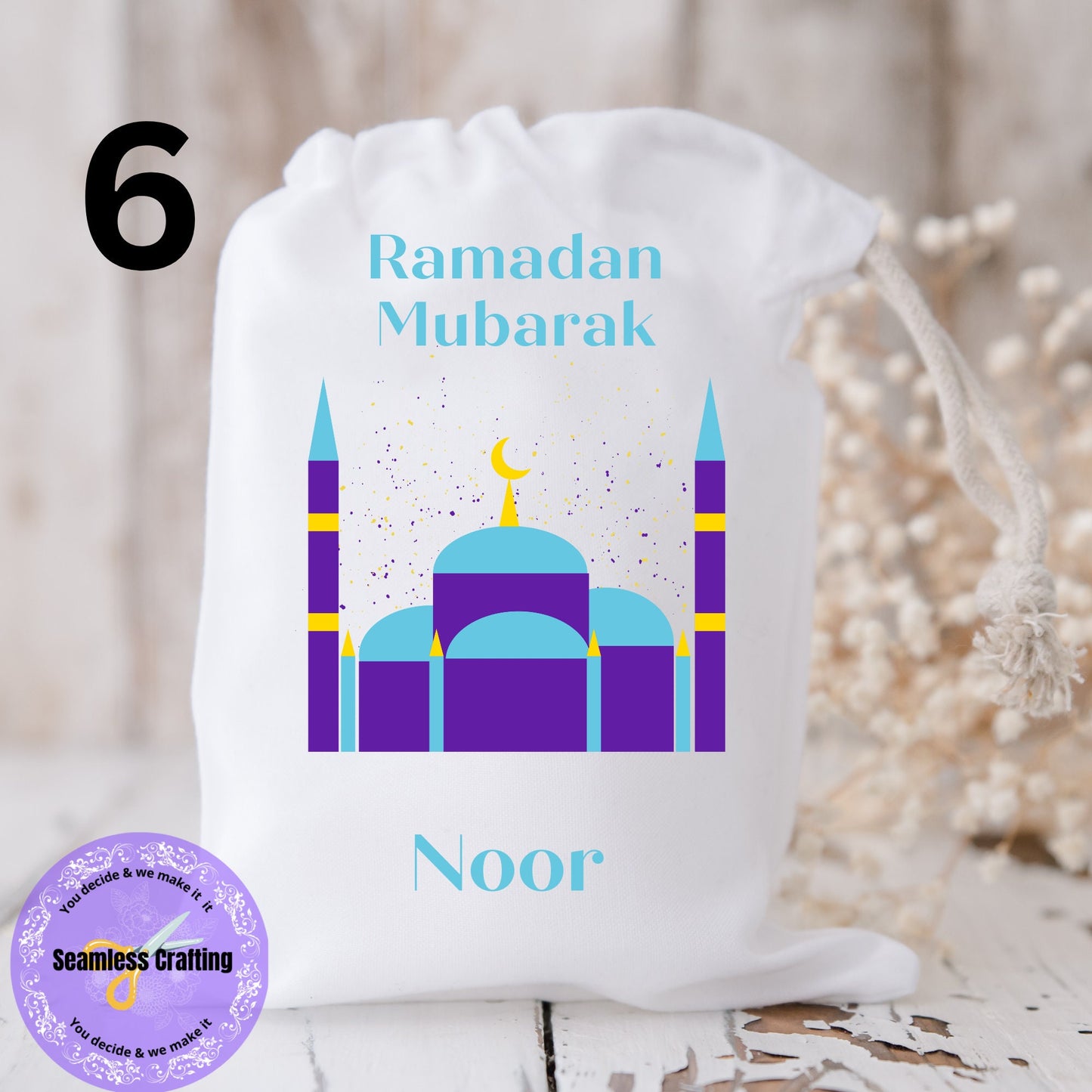 Personalised Arabic,English Eid Bag, Eid Sacks,Bags,Ramadan, Eid Mubarak Party Gift Bags, Clothes, Treat, Custom,