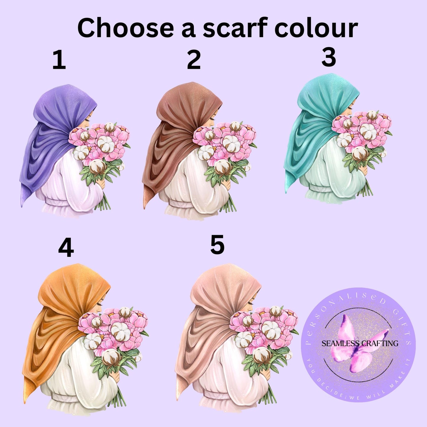 Personalised Eid Gift, Muslim Woman hijab tote, Name in Arabic, Hijabi shopping tote bag Gift For Her, Islamic Name tote, flower hijab woman