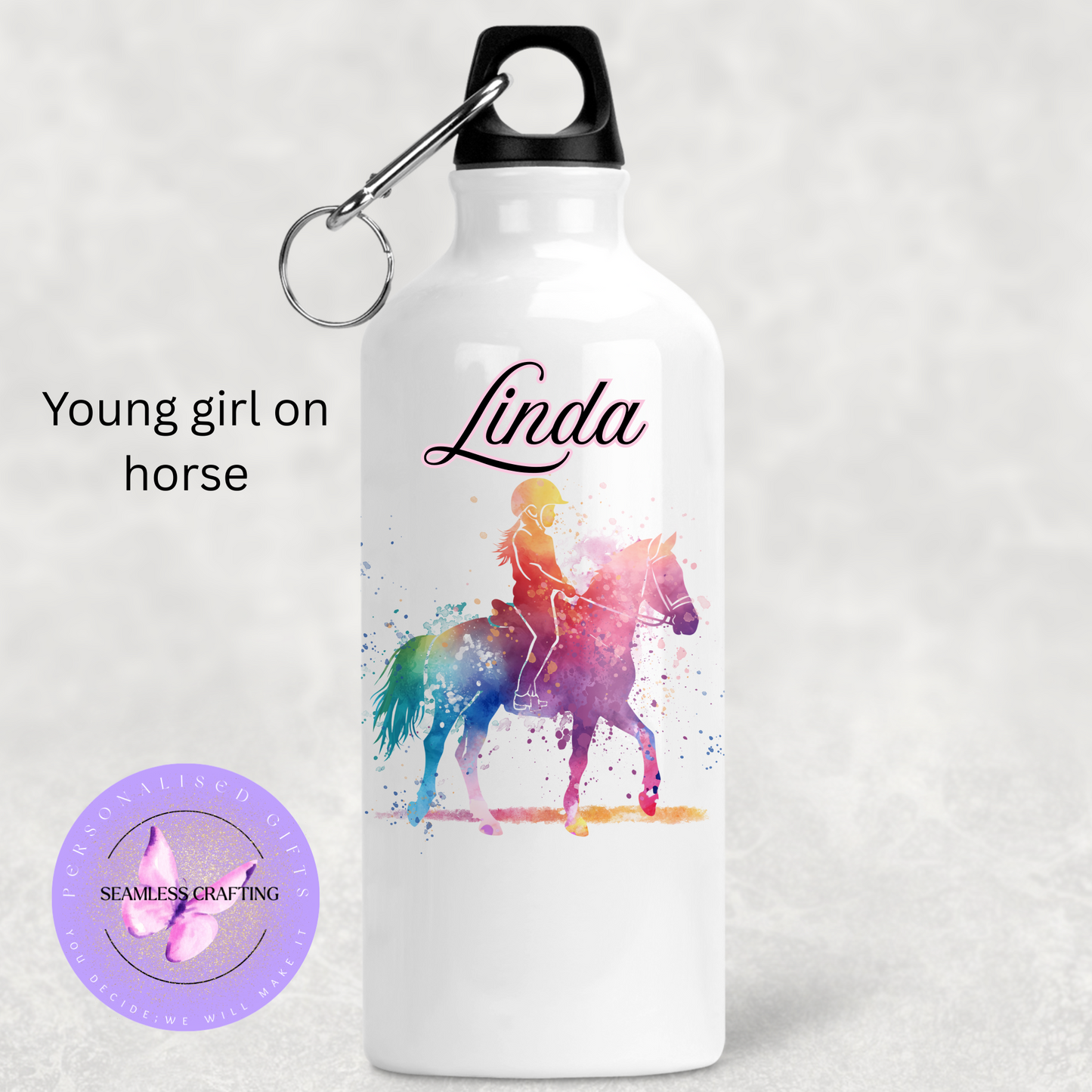 Personalised 400ml Sports Water Bottle – Watercolour Design | Custom Martial Arts, Dance, Football, Rugby, Horse Riding & More | Small UK Business