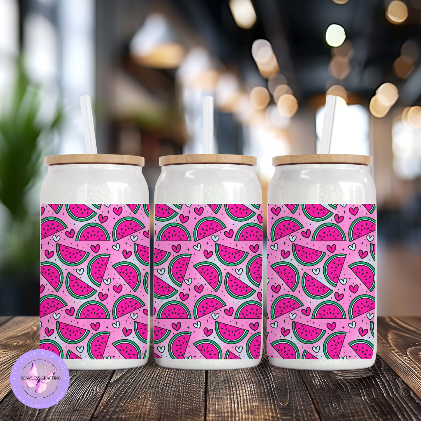 Watermelon Love Tumbler or Glass Cup – 15oz / 20oz Stainless Steel or 16oz Shimmer Glass – Summer Fruit Drinkware with Straw & Lid