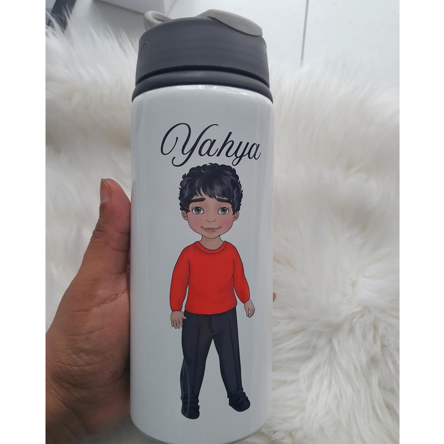 Personalised School uniform water bottle, Back to school water bottle, Nursery water bottle, Boy Character water bottle, customise with name