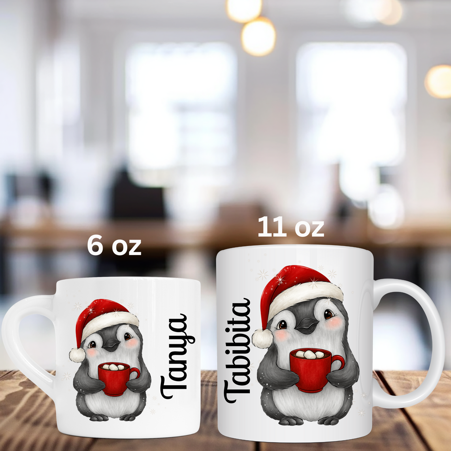 Personalised Penguin Christmas Mug – 11oz Custom Holiday Coffee Cup