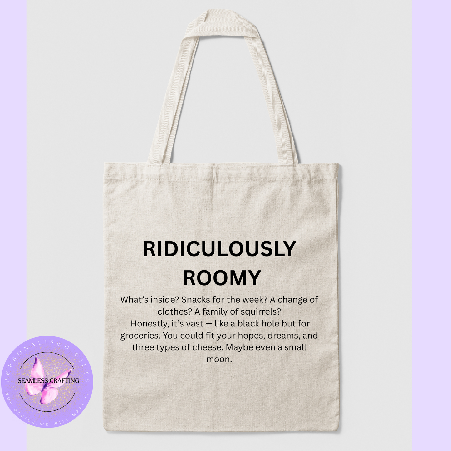 Ridiculously Roomy Canvas Tote Bag – Cream Shoulder Bag with Long Handles – 38x40cm – Eco-Friendly Shopping & Everyday Tote