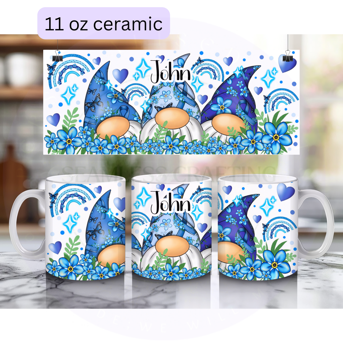 Personalised Forget Me Not Dementia Awareness Gonk Mug