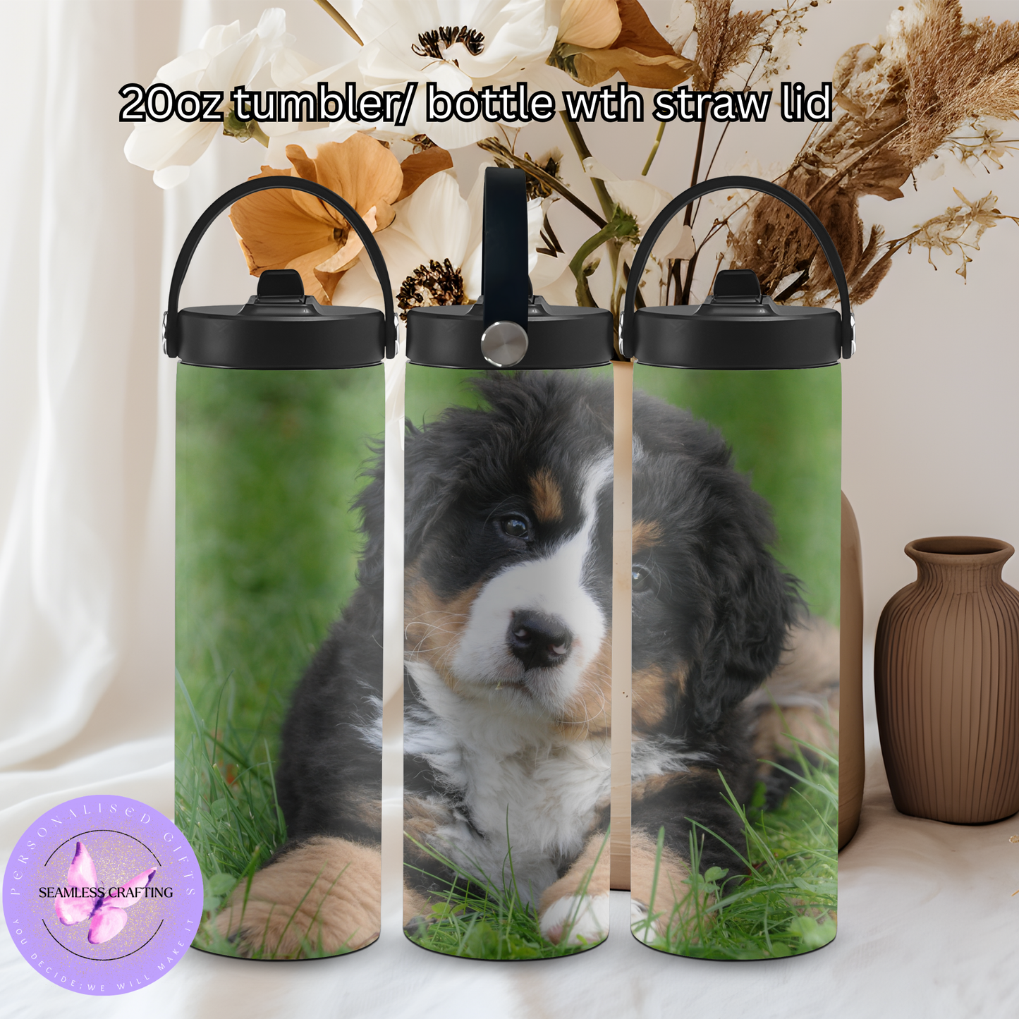 Personalised Water Bottles, Travel Mugs & Tumblers – Add Any Image, Logo or Text – Custom Photo Drinkware – 400ml, 750ml, 14oz & 20oz – Gift for Him, Her, Kids & Pets
