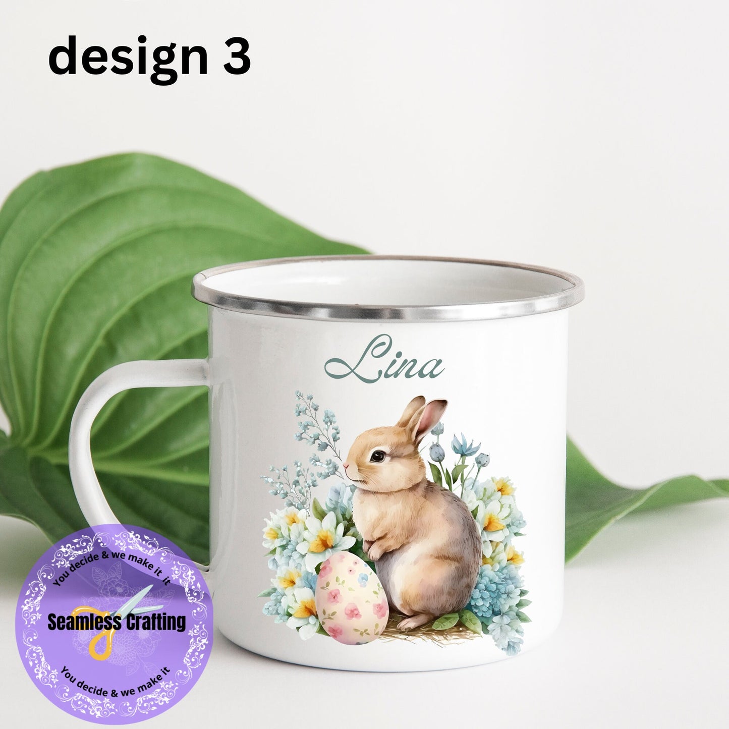 Personalised Easter Enamel Mug, Easter Cup, Kids Easter Bunny, Easter Rabbit, Unbreakable Easter Mug ,Gift for Easter, Treat