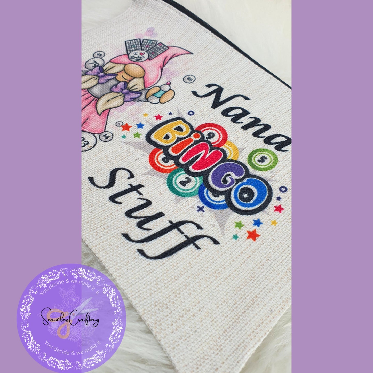 Personalised Gonk Gonkette Gnome Bingo bag, Dabber pen pouch, Pen holder, Money wallet holder, Gift for her, Bing accessories bag
