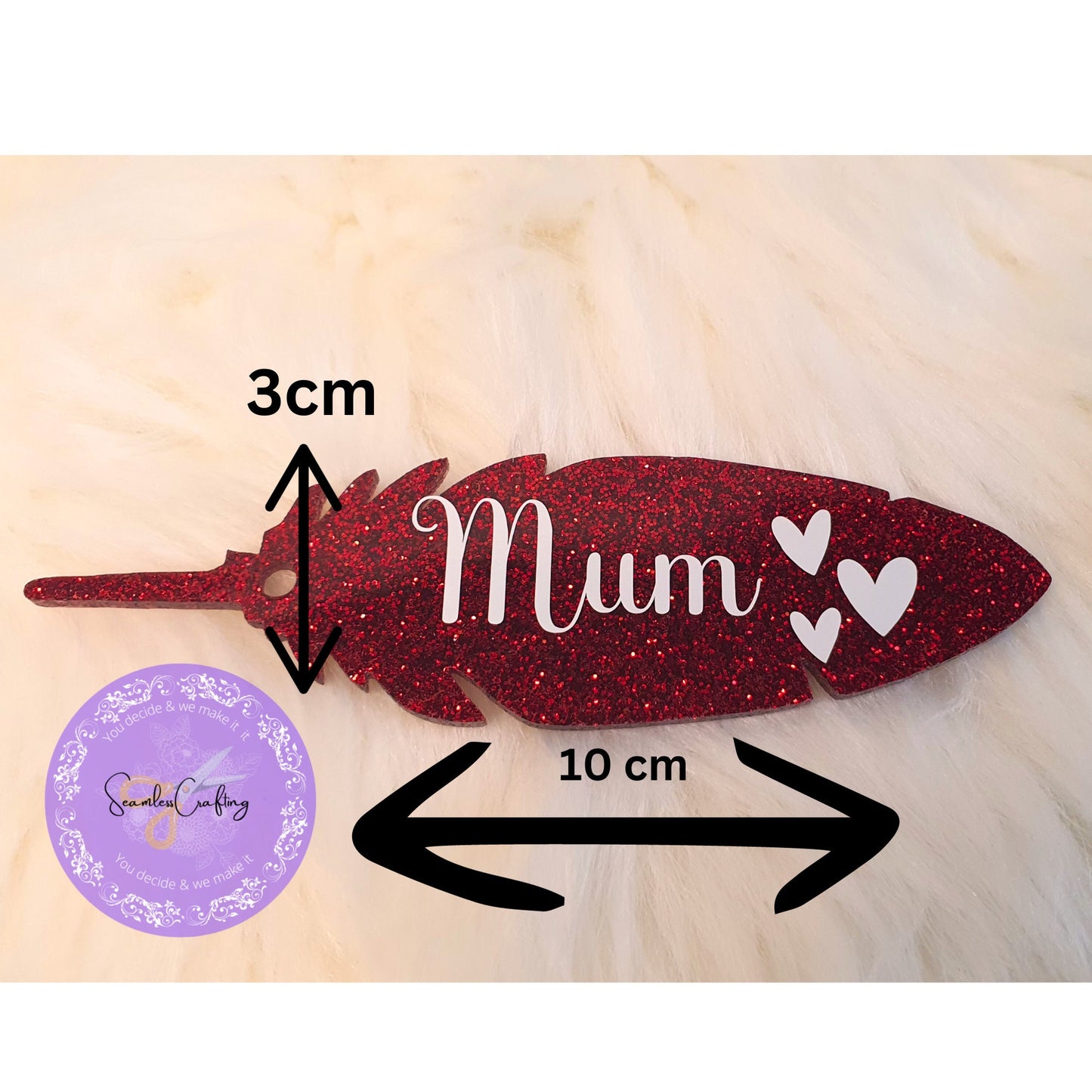 Personalised Memorial Feather, Keepsake feather, Hanging Feather Bauble, Table Holder, Thinking of you Gift, Handmade acrylic feather