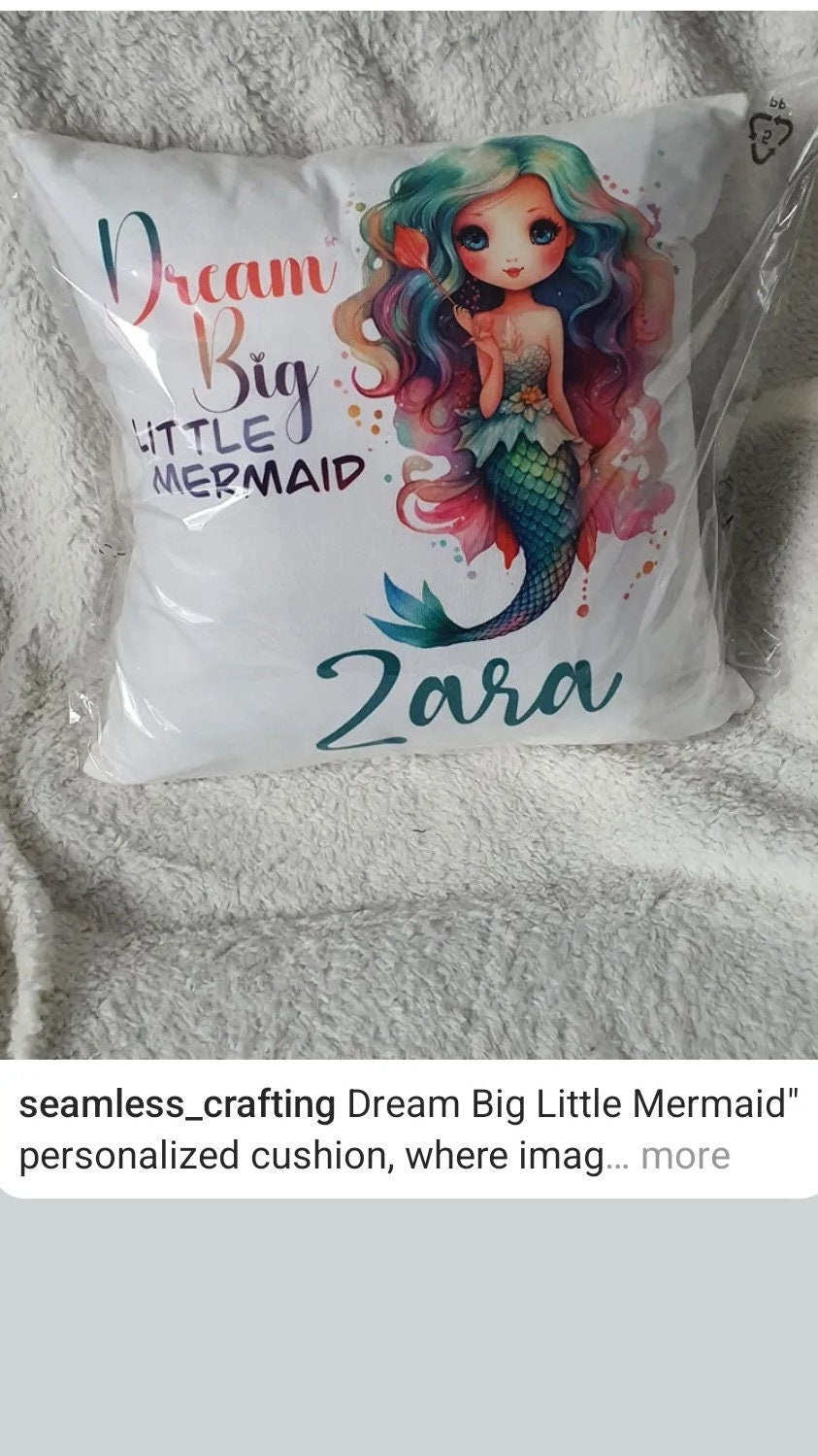 Personalised Mermaid Cushion, Inspirational Mermaid Cushion For Girls, Mermaid themed Decoration, Birthday Custom Pillow, Girls Room Decor