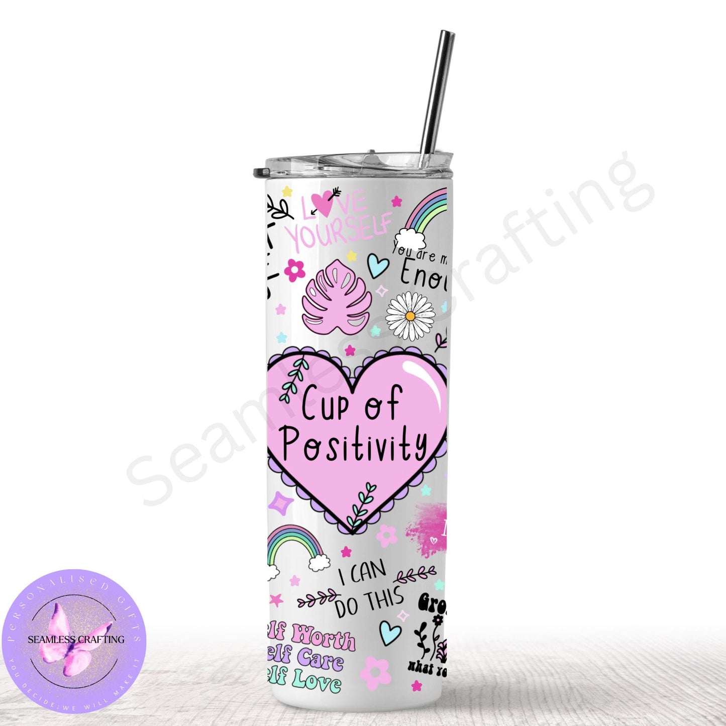 Daily Manifestation Positive Reminders Tumbler Cup, Mental Health Awareness, Positive affirmation self-love travel mug, All About me