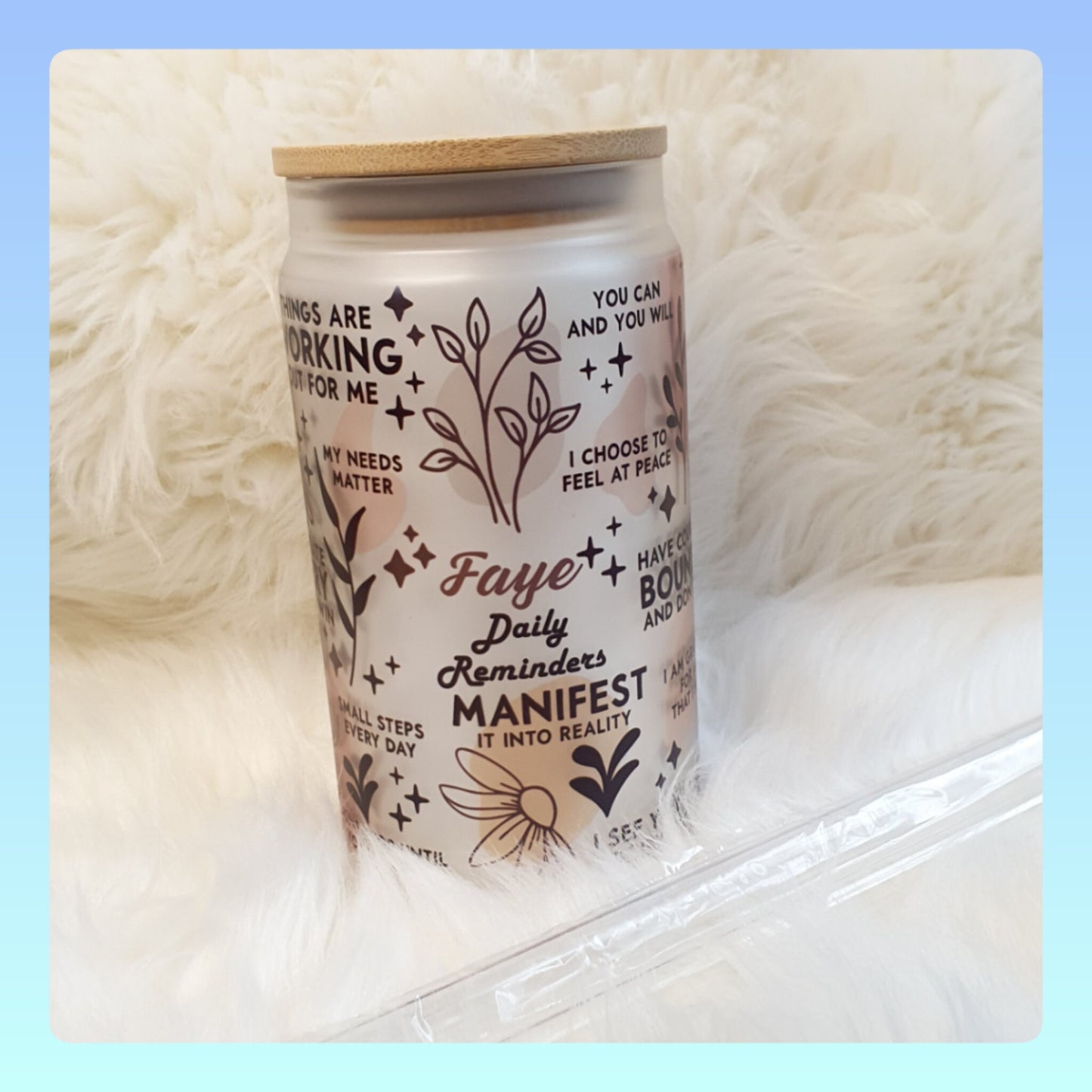 Daily Manifestation Positive Reminders Glass Cup, Mental Health Awareness, Positive affirmation self-love beer can glass cup, all about me