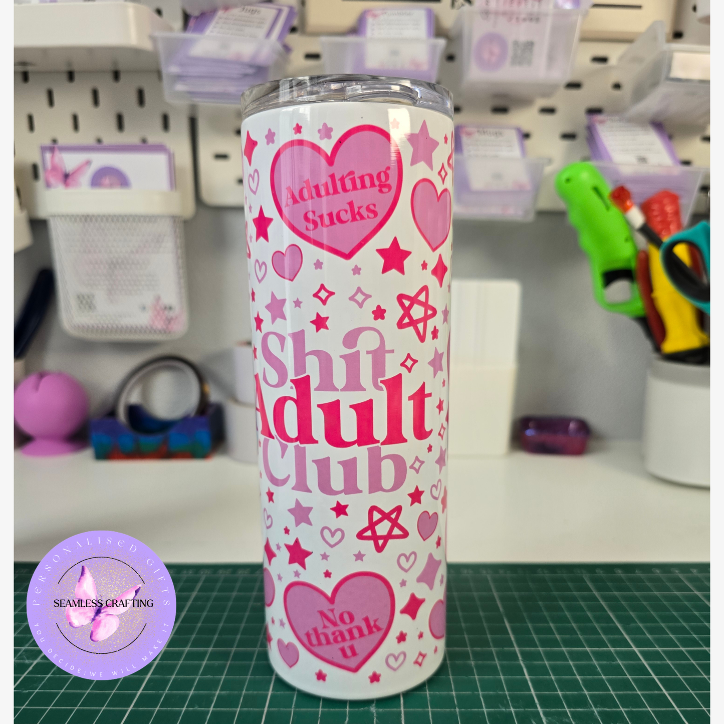 shit adult club tumbler pink aesthetic funny gift with metal straw