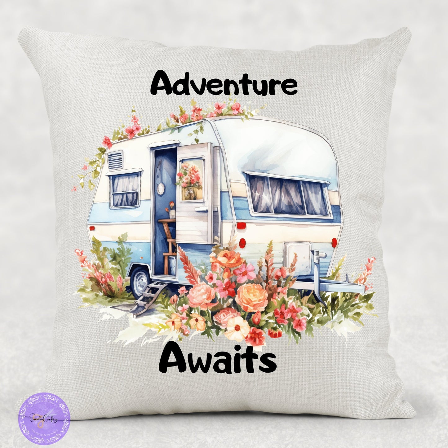 Personalised Camping Cushion, Family Holiday Caravan Pillow, Camping Lover Gift, Motorhome Owners Gift, Camping Cushion Tent, Caravan Decor