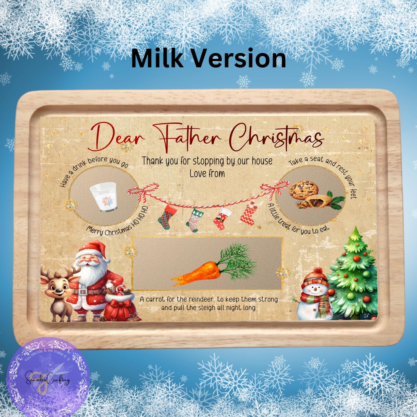 Personalised Christmas Eve Wooden Board, Xmas Board Mat, Santa Treat Place Mat, Reinder treat wood Mat, Custom with any name
