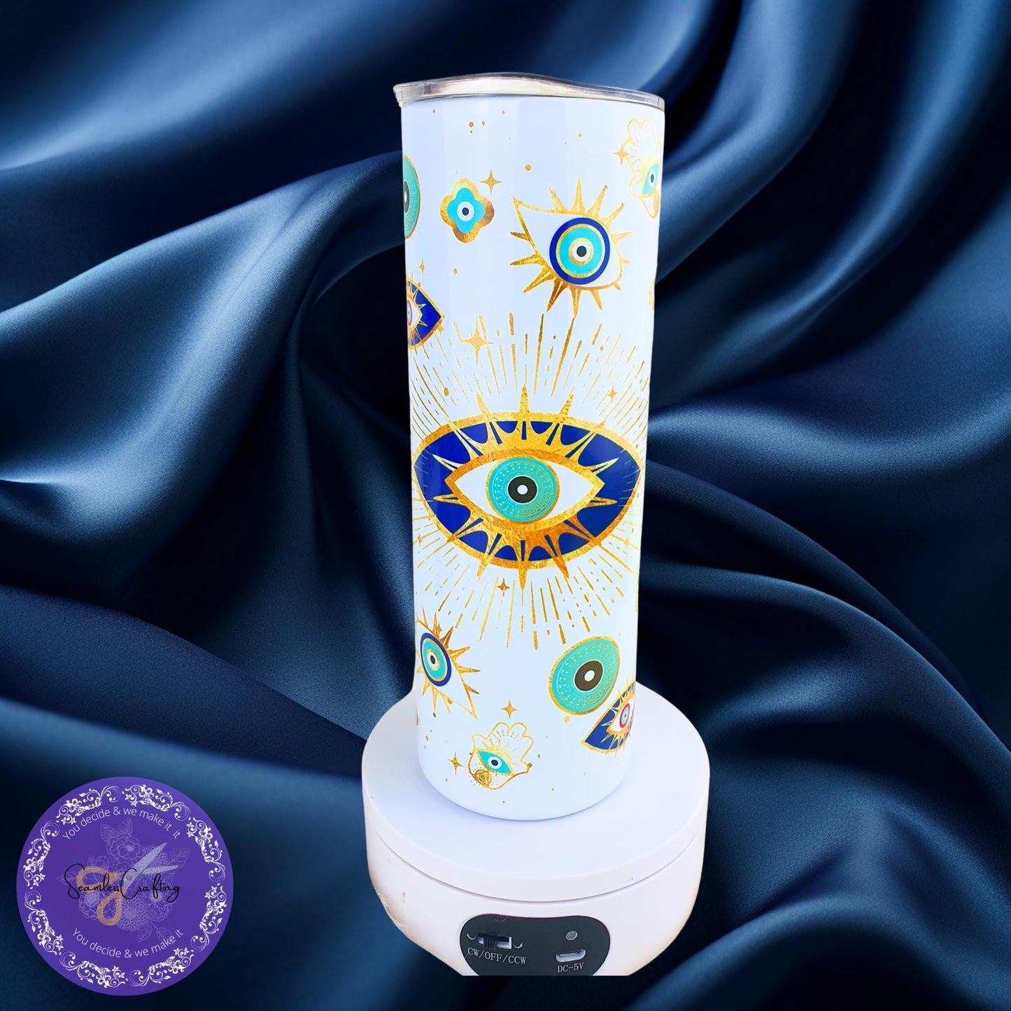 Personalised All-Seeing Eye Cushion. Turkish Eye Protection, Spiritual Mug Gift, Makeup bag Evil Eye Style, Nazar, Mousepad, 20 oz tumbler