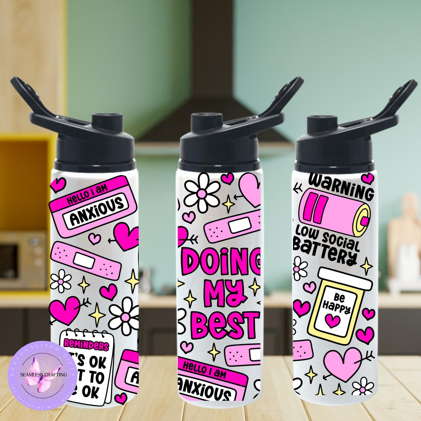 Daily Manifestation Positive Reminders Tumbler Cup, Mental Health Awareness, Positive affirmation self-love travel mug, Doing my best