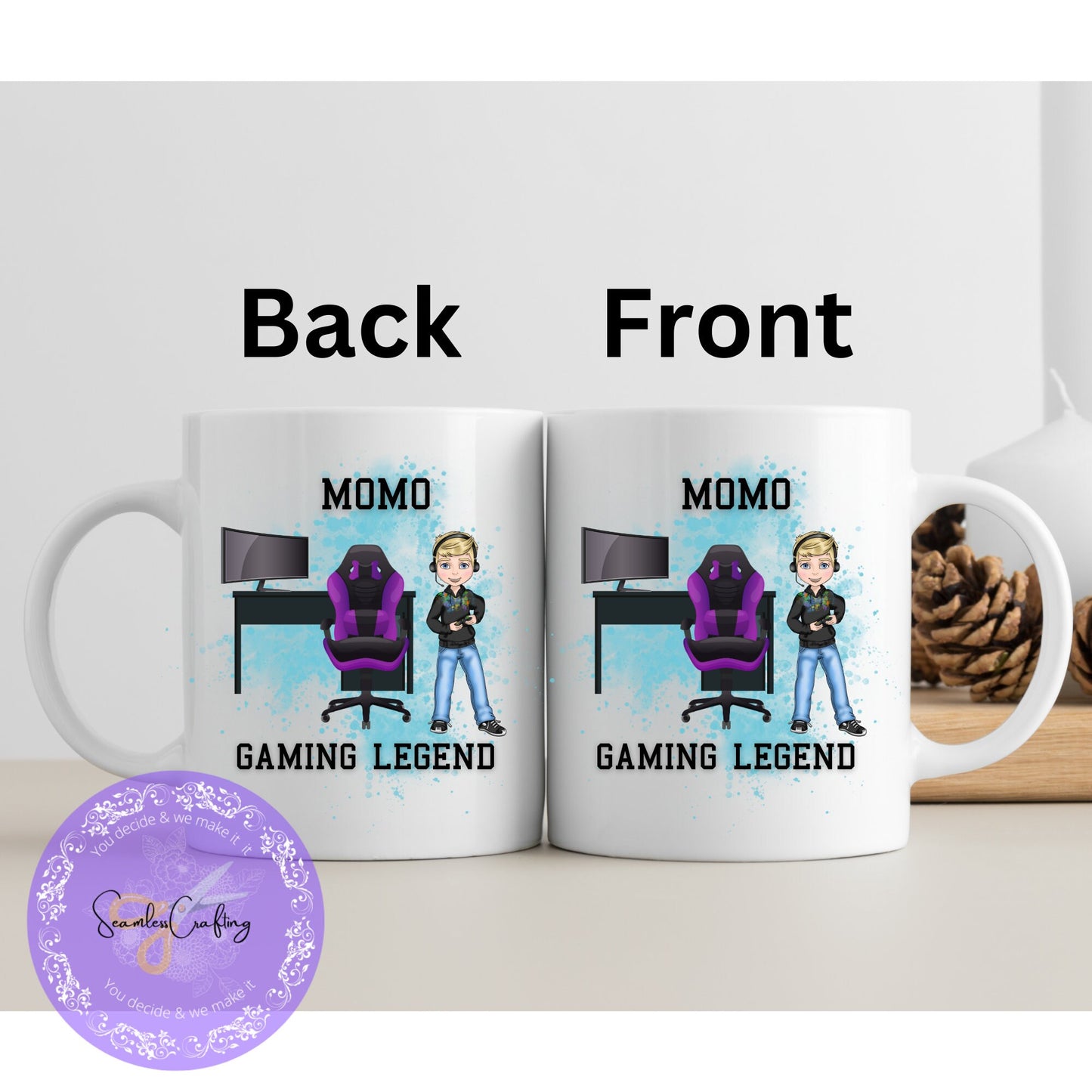 Personalised Character Boy Gamer Mug, Gift For Him, Video Game Controller, Boy Gamer, Gamer Mug Set, Gift For Son, Gift For Boy, Gaming Gift