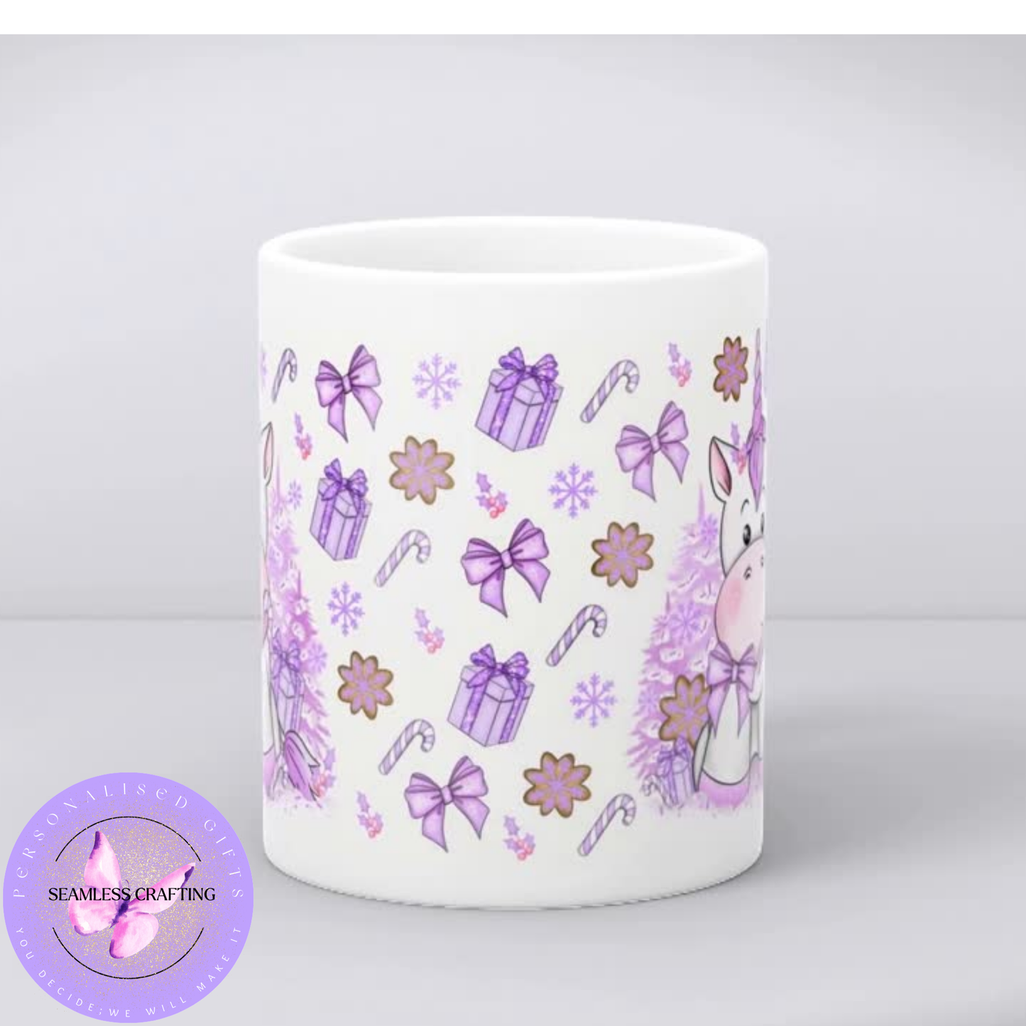 Personalised Unicorn Mug – 11oz Ceramic Cup with White, Pink, or Blue Handle – Cute Gift for Kids, Birthdays, and Christmas