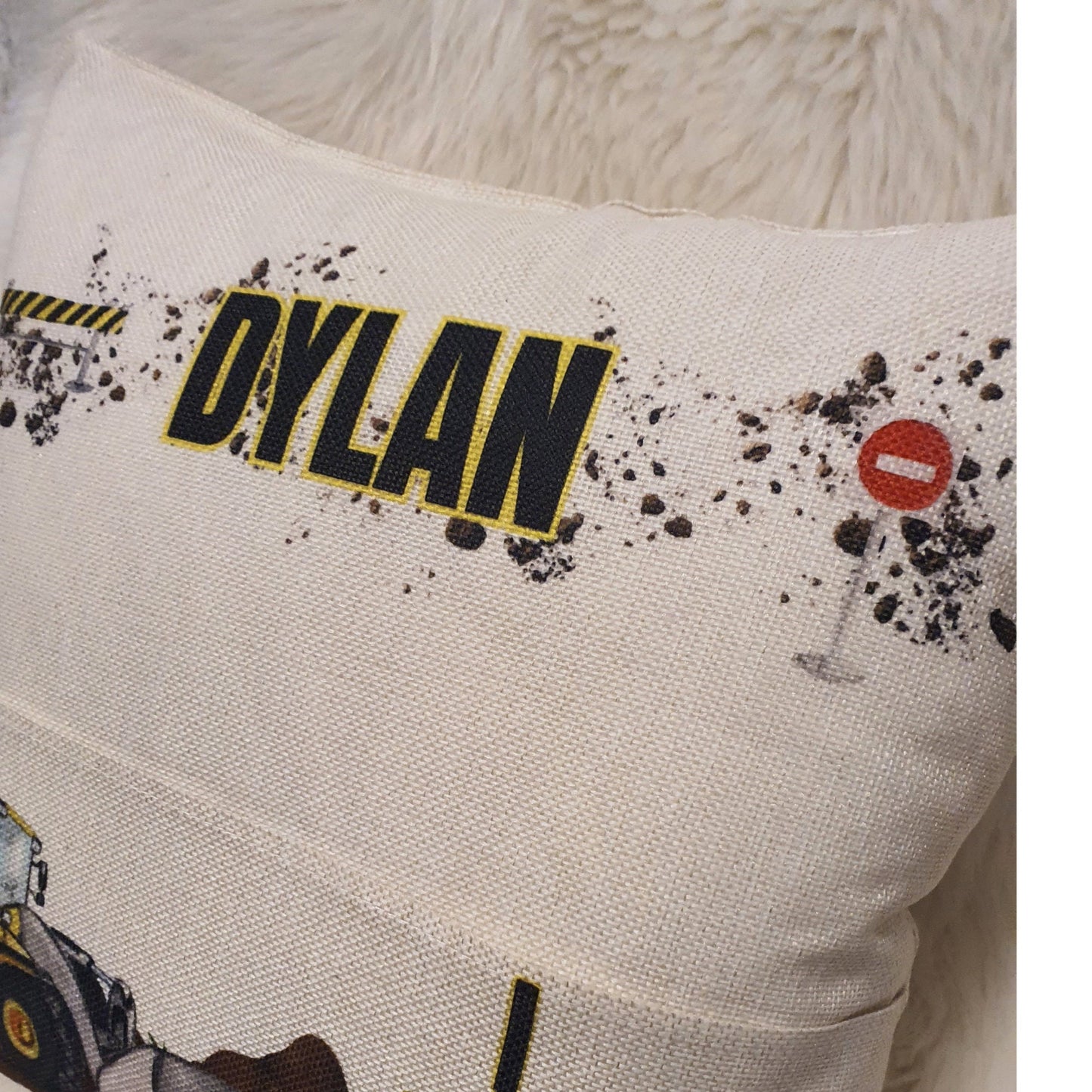 Personalised Digger Truck Pocket Reading Book Cushion, I Dig Books cushion gifts, Construction Tractor Bedroom Decor, Unique Cushion Gift