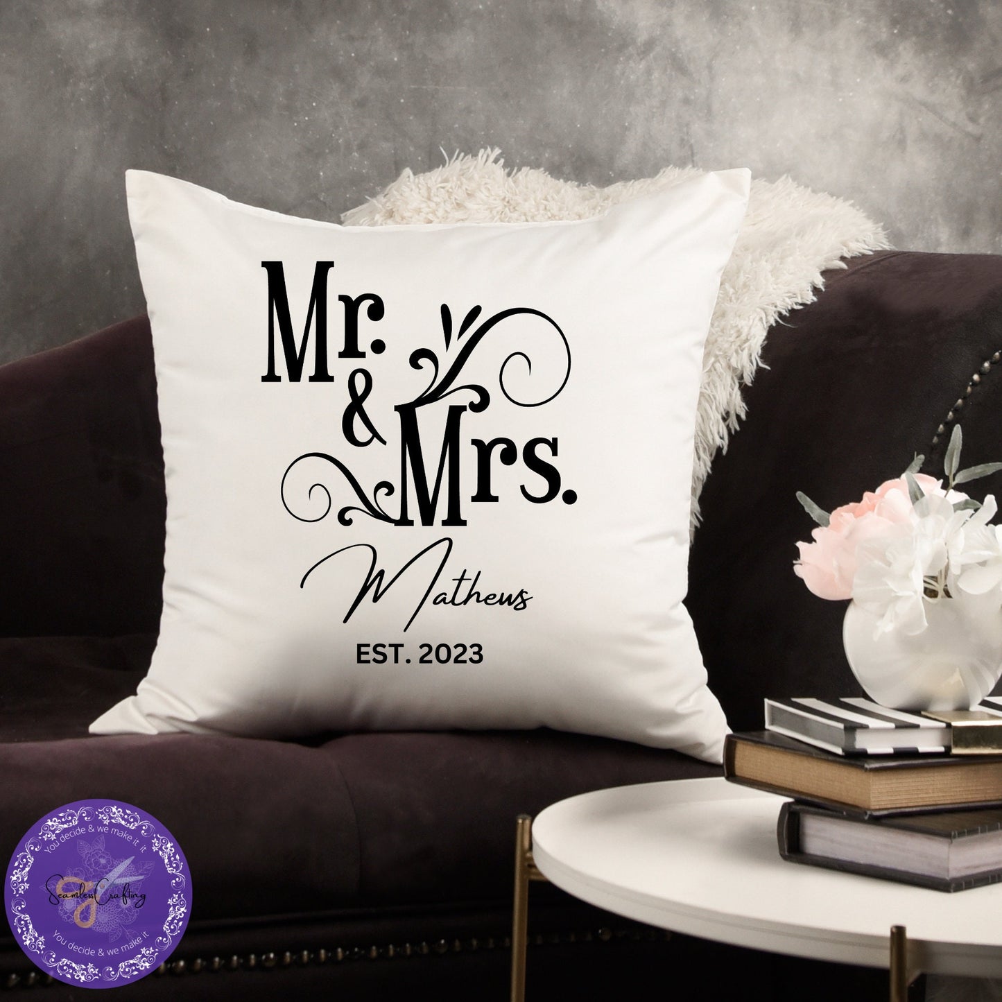 Personalised Wedding Gift Pillow, Mr & Mrs Wedding Gift, Wedding Cushion, Wedding Anniversary Gift, Couple Wedding Gift, Bride and groom