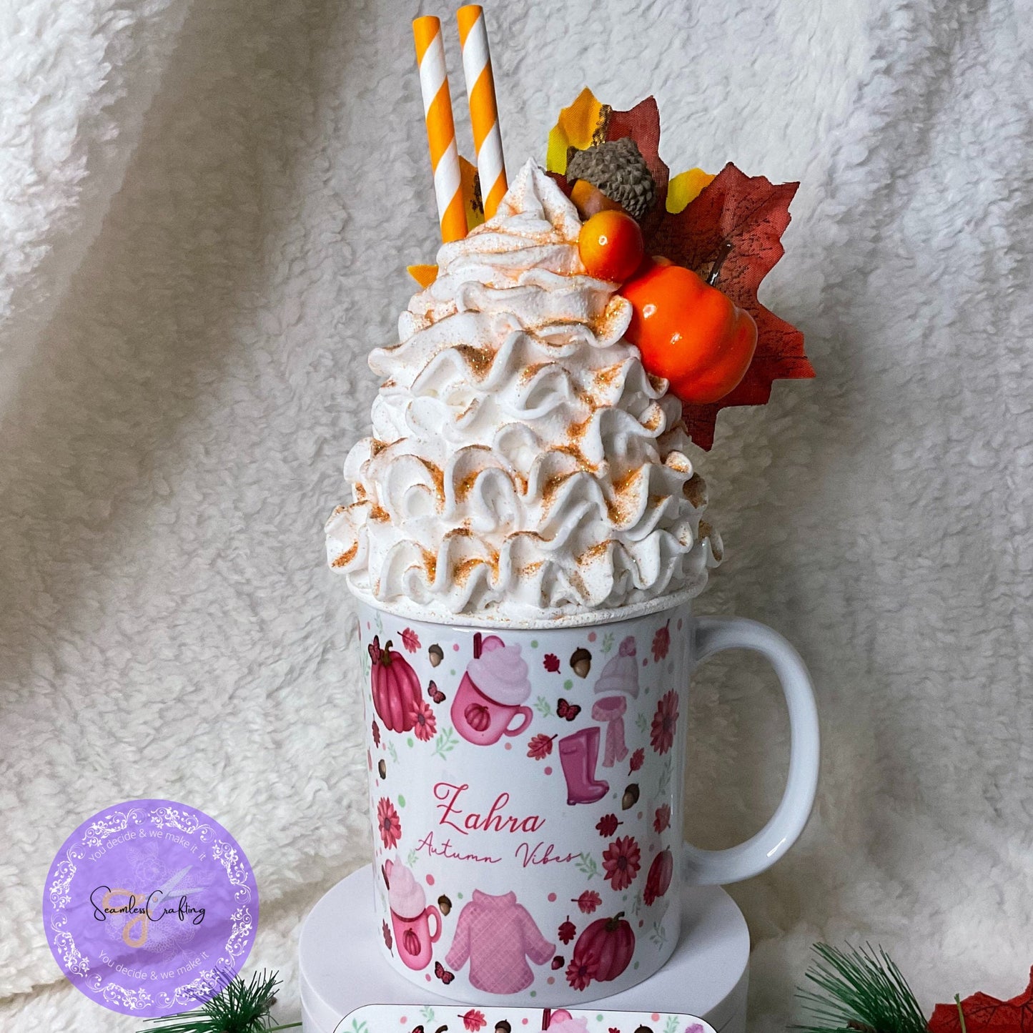 Personalised Autumn Vibes Mug, Gift for Autumn lovers, pumpkin mug, Fall season Mug, Customizable Mug, add any name