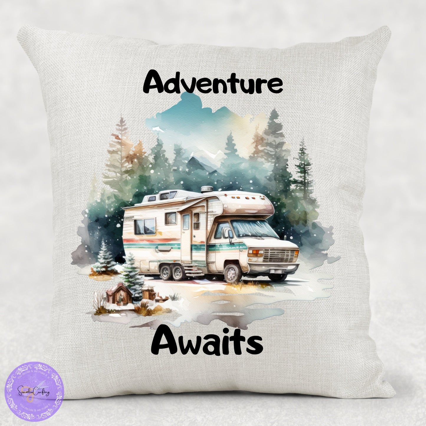 Personalised Camping Cushion, Family Holiday Caravan Pillow, Camping Lover Gift, Motorhome Owners Gift, Camping Cushion Tent, Caravan Decor