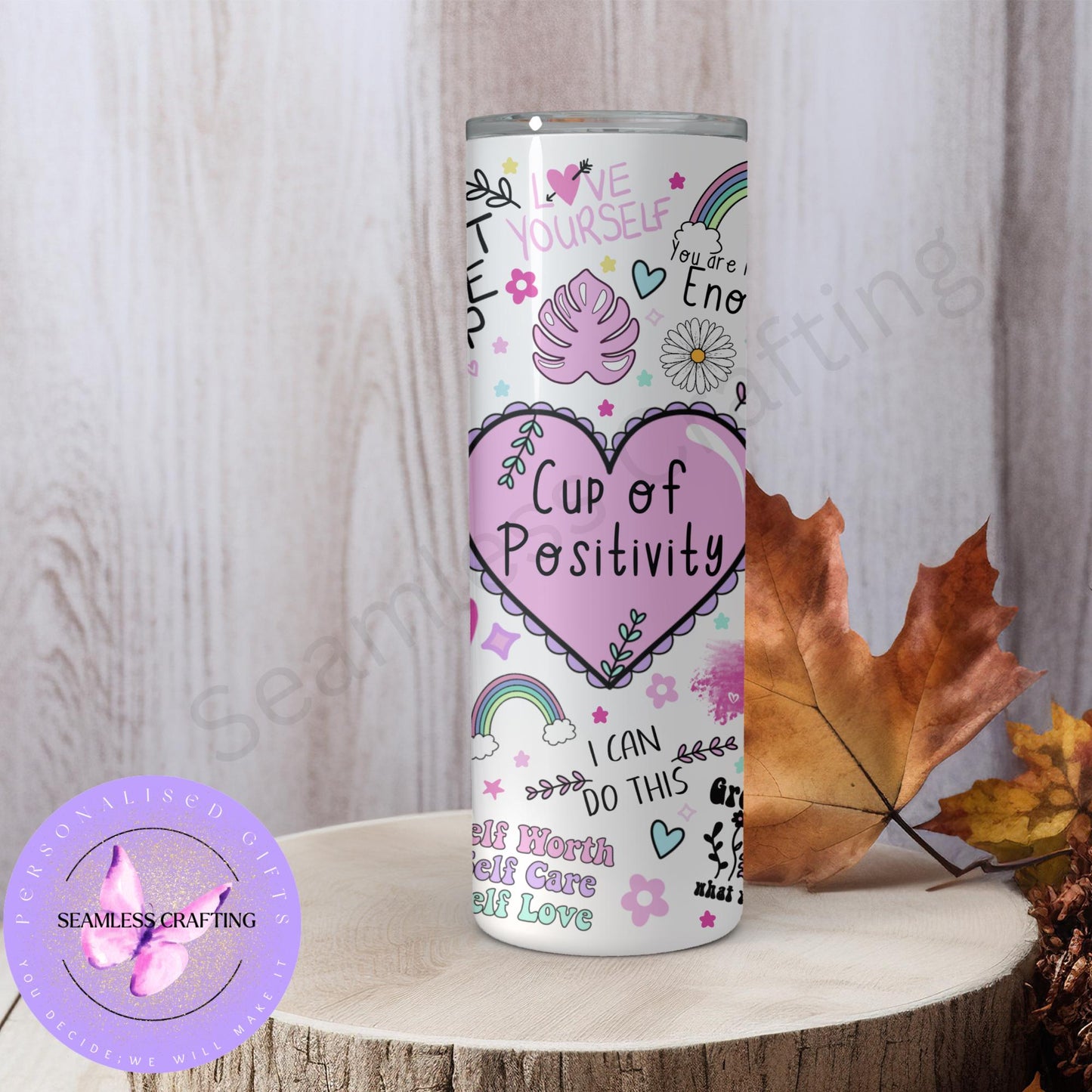 Daily Manifestation Positive Reminders Tumbler Cup, Mental Health Awareness, Positive affirmation self-love travel mug, All About me