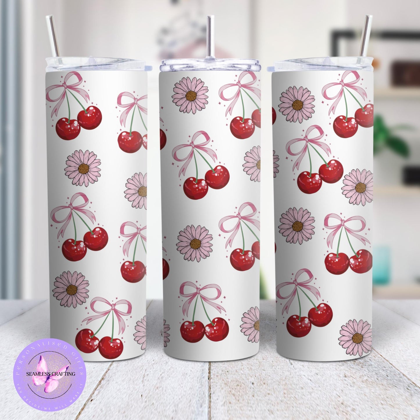 Personalised Cherry Conquette glass cup with lid & strew, Iced coffee mug, summer drink set reusable 16 oz can glass, Tumble cup custom made