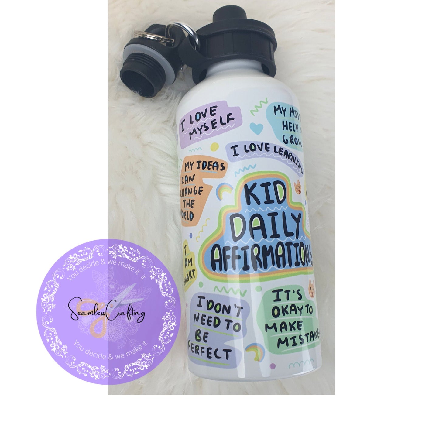 Personalised Kids Daily Affirmation Bottle, Tumbler, Kids Daily Affirmation , Hydration Kids Bottle, Boost Self-Esteem and Confidence , PE