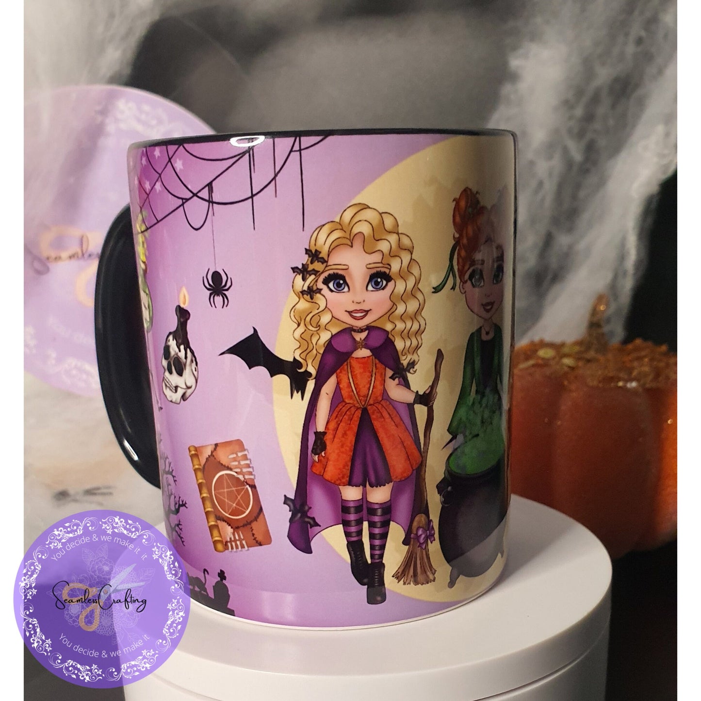 Personalised Witch Sisters mug, Custom Witches mug, Witches & Cauldron Mug, Halloween Witches Mug, Gift for her, witchy lover cup,