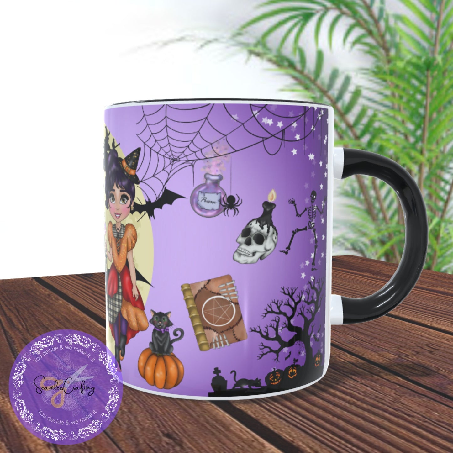 Personalised Witch Sisters mug, Custom Witches mug, Witches & Cauldron Mug, Halloween Witches Mug, Gift for her, witchy lover cup,