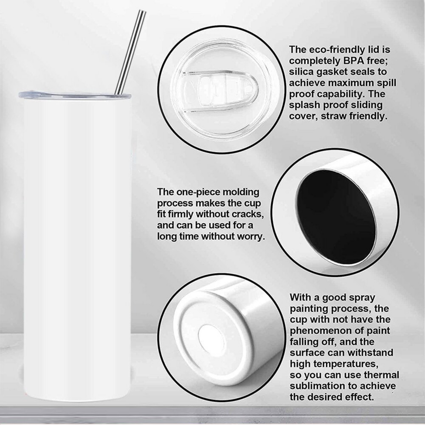 Personalised Gin Tumbler – 15oz or 20oz Stainless Steel – 4 Gin-Themed Designs – Custom Summer Cocktail Cup with Metal Straw