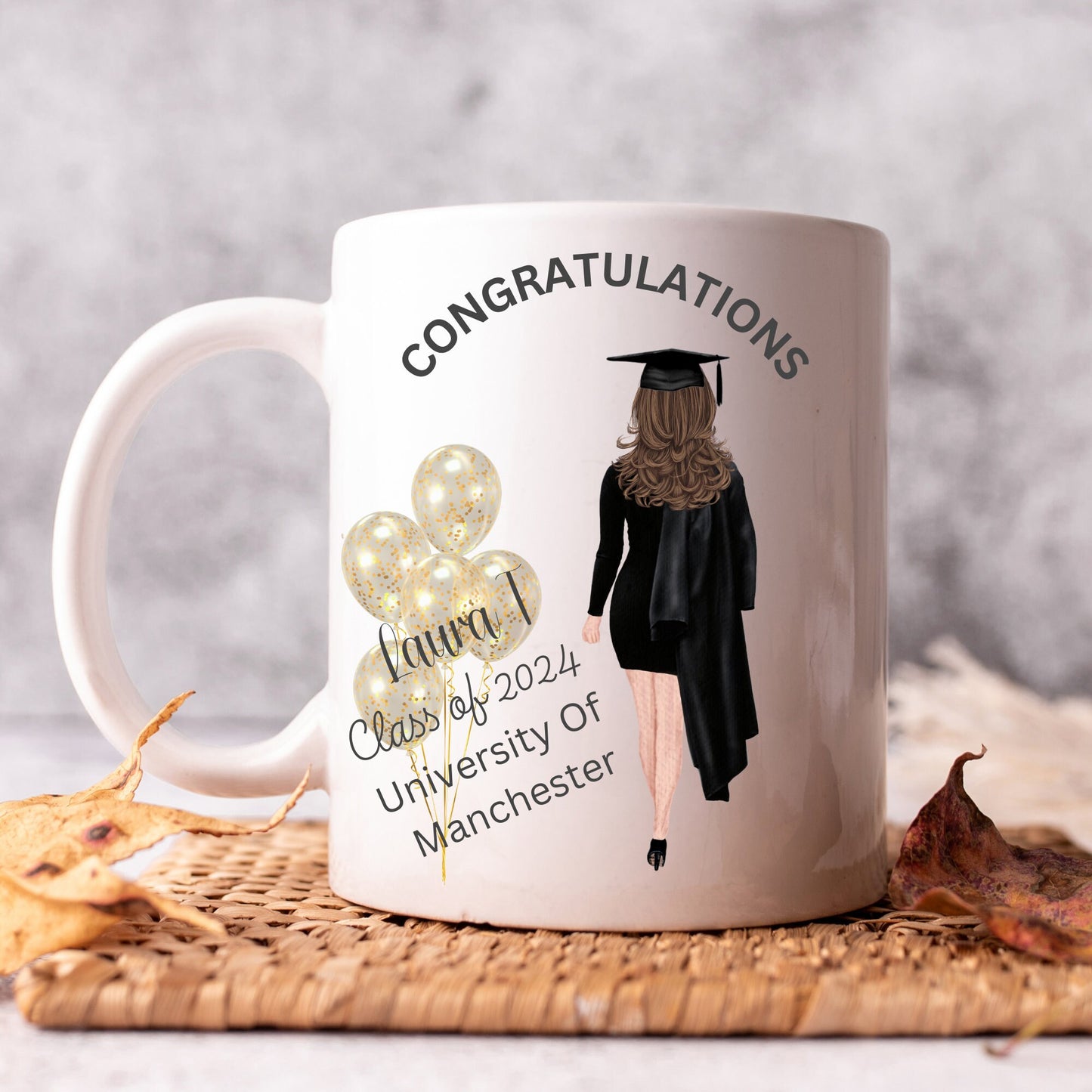 Personalised Graduation 2024 Mug, Graduation Gift For University, Gift For Her, Custom Skin Colour Mug, Graduation Gift Mug, Keepsake