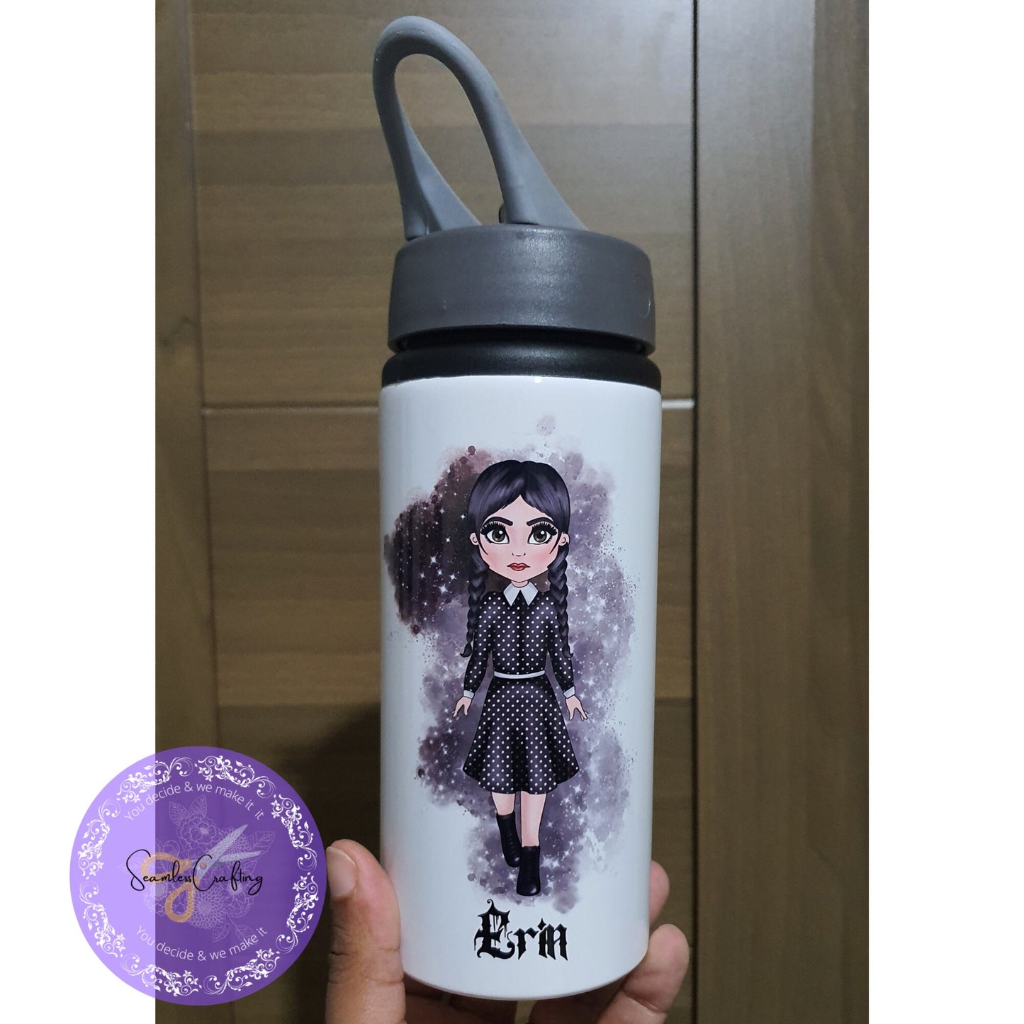 Wednesday Water Bottle, Birthday Gift For Kids, Back to school, Wednesday inspired, Personalised Gift For Girls, Sport Bottle, Water Botttle