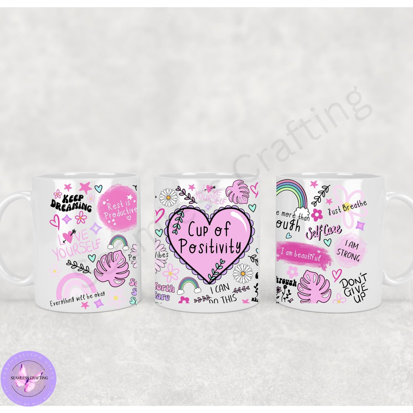 Daily Manifestation Positive Reminders Tumbler Cup, Mental Health Awareness, Positive affirmation self-love travel mug, All About me