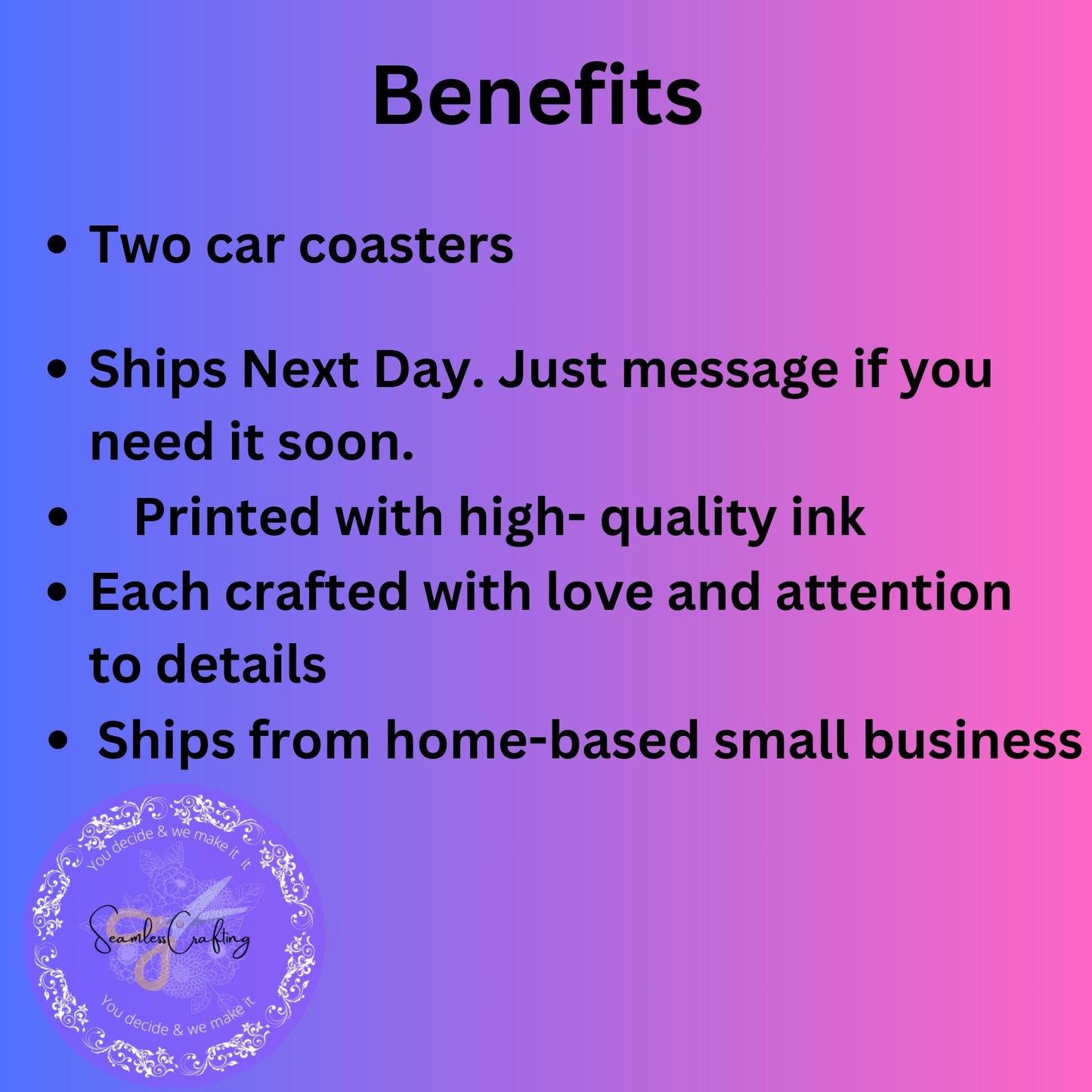 Custom made Car coaster, Car Accessory, Funny Pink Skull, Sarcasm Skull, Set of 2 coasters, I run on Caffeine & sarcasm quote, New Driver
